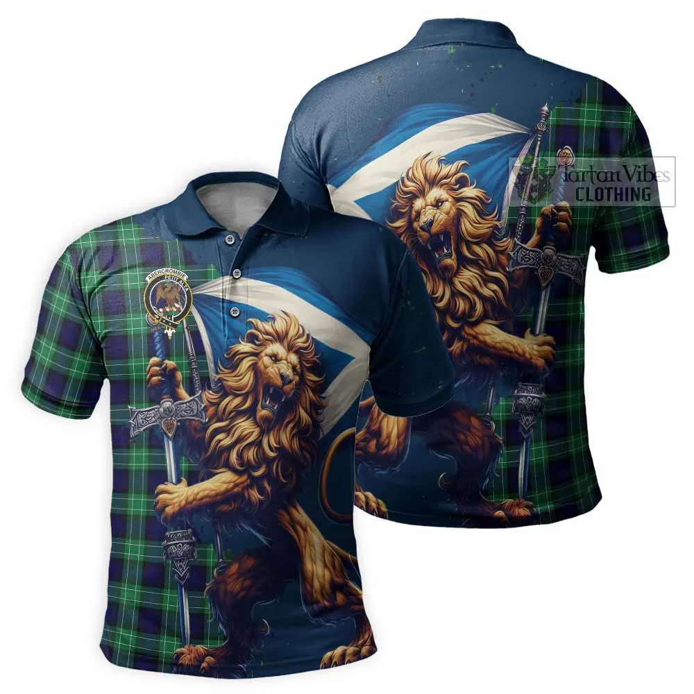 Abercrombie Tartan Family Crest Men's Polo Shirt with Scottish Majestic Lion