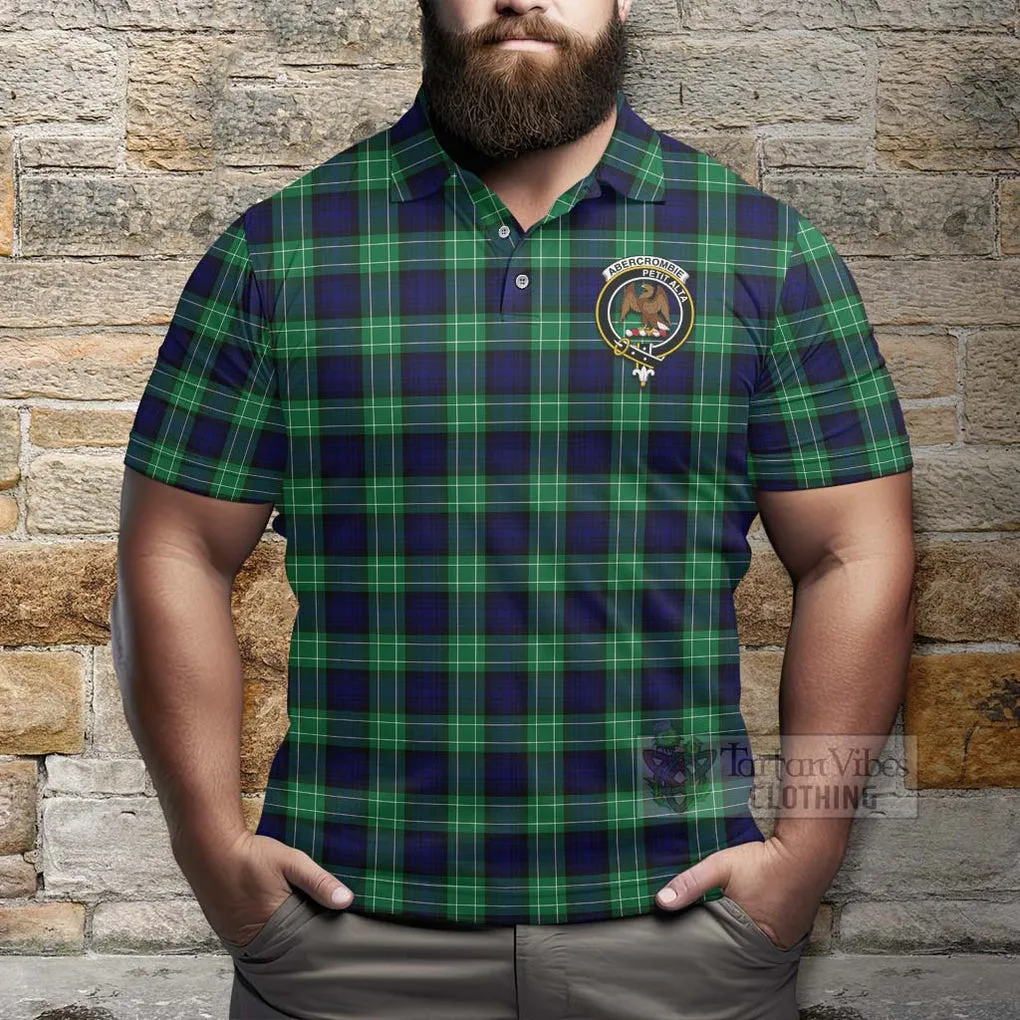 Abercrombie Tartan Polo Shirt with Family Crest and Bearded Skull Holding Bottles of Whiskey