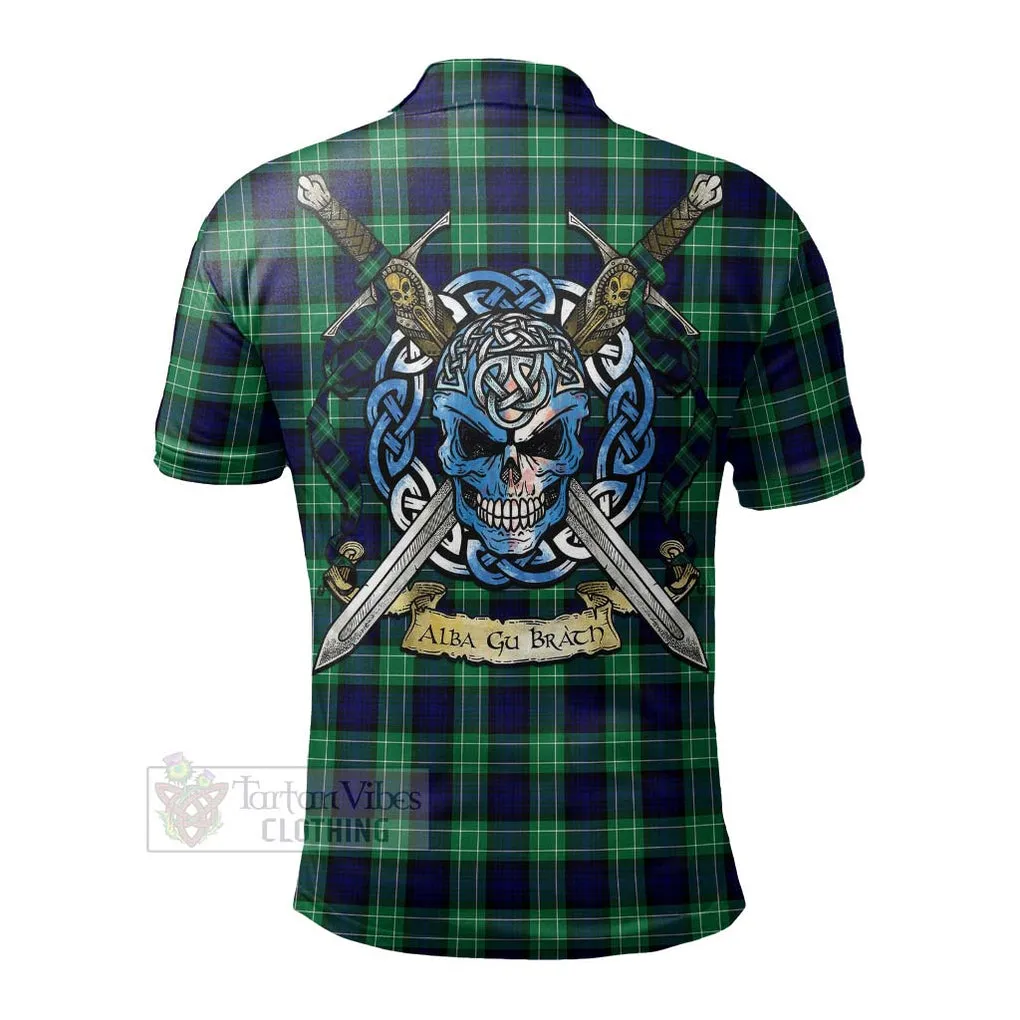 Abercrombie Tartan Polo Shirt with Family Crest Celtic Skull Style