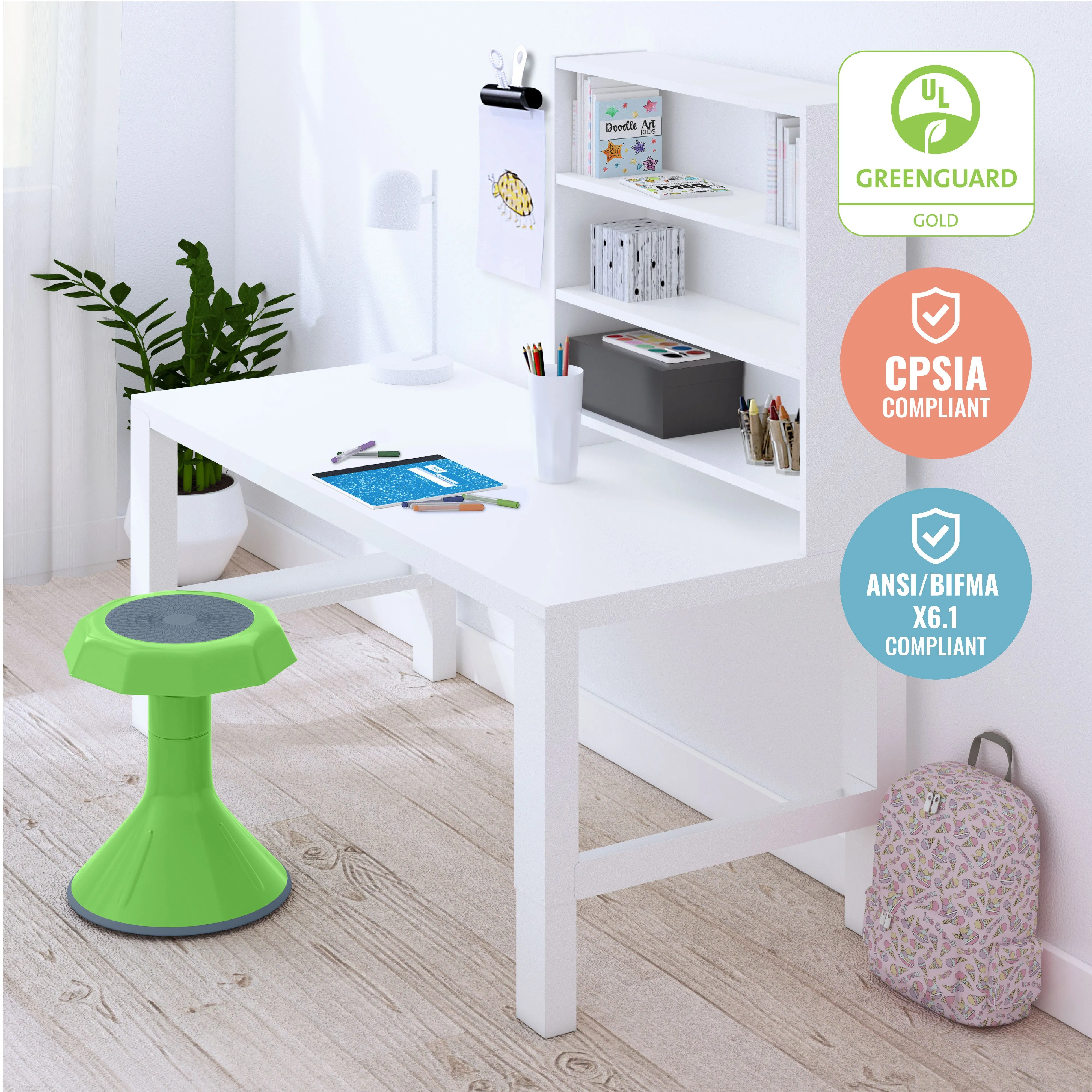 ACE Active Core Engagement Wobble Stool, Flexible Seating, 15in Seat Height