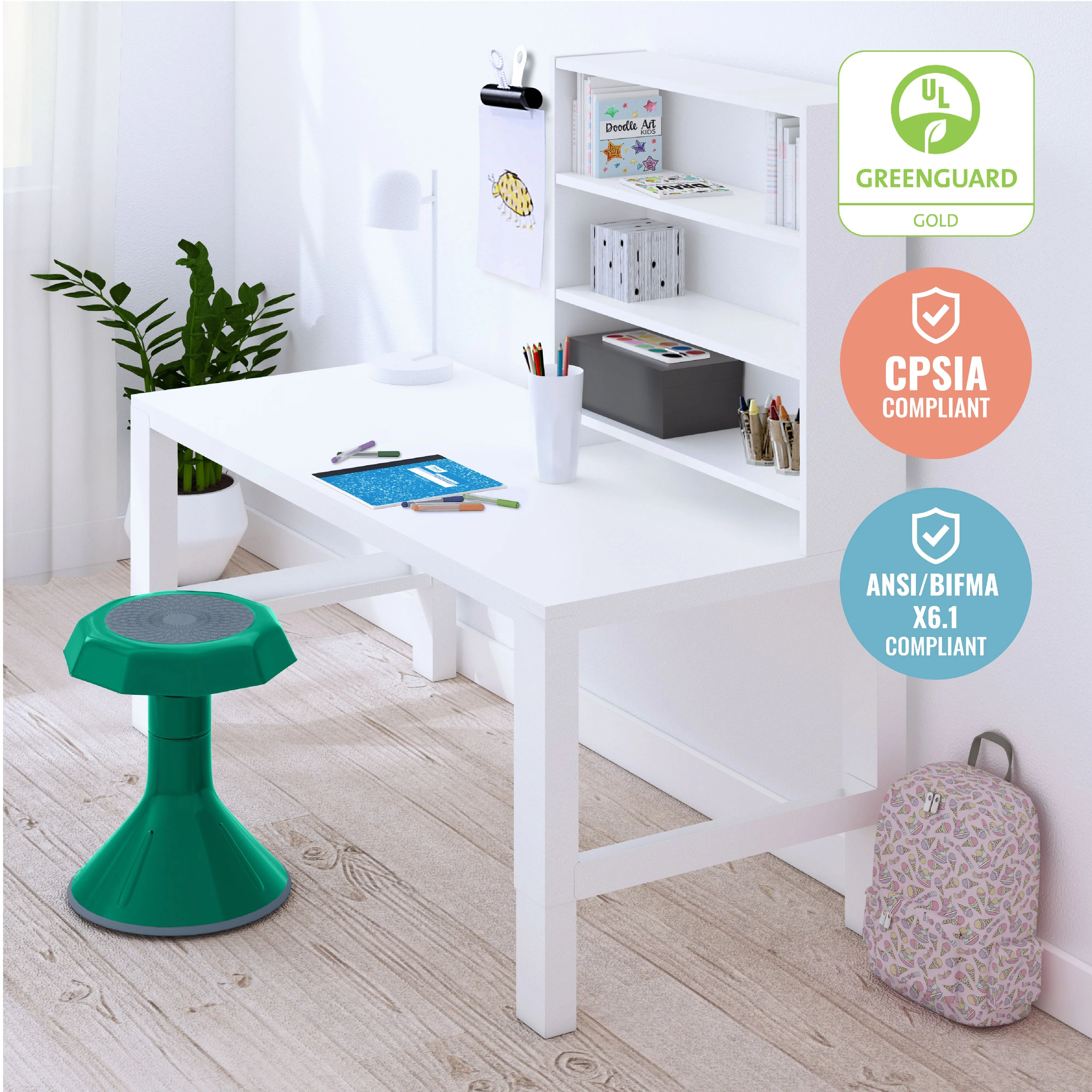 ACE Active Core Engagement Wobble Stool, Flexible Seating, 15in Seat Height