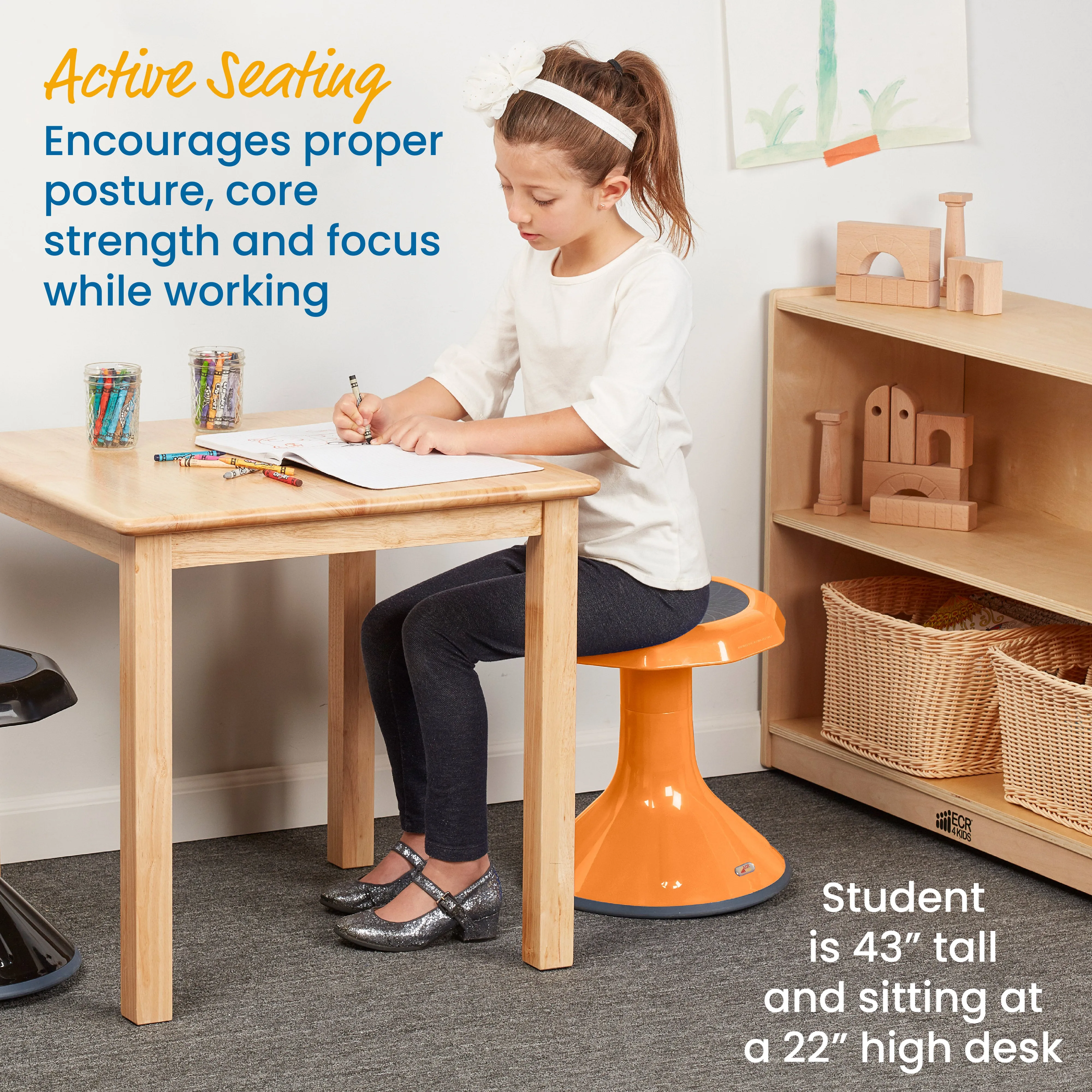 ACE Active Core Engagement Wobble Stool, Flexible Seating, 15in Seat Height