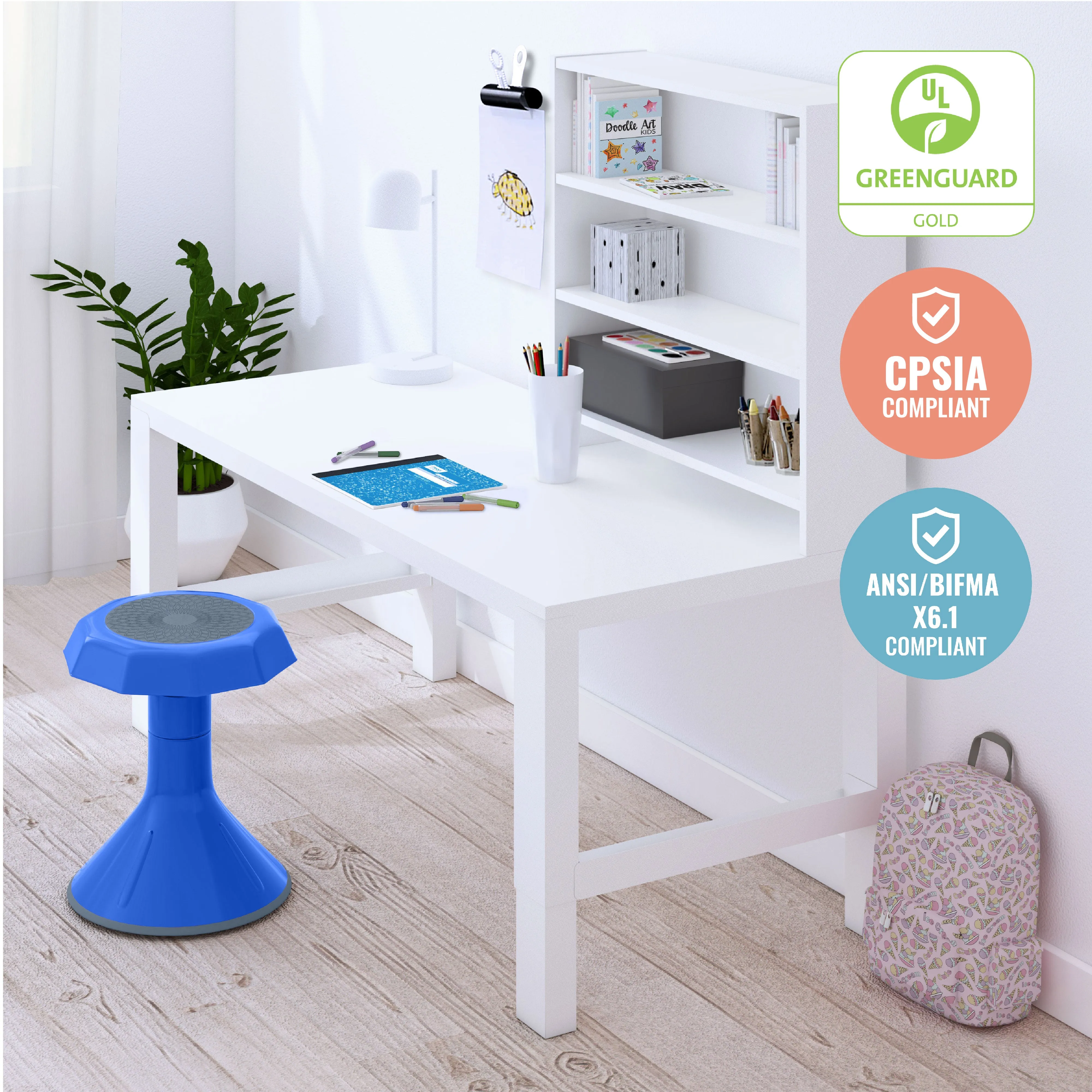 ACE Active Core Engagement Wobble Stool, Flexible Seating, 15in Seat Height