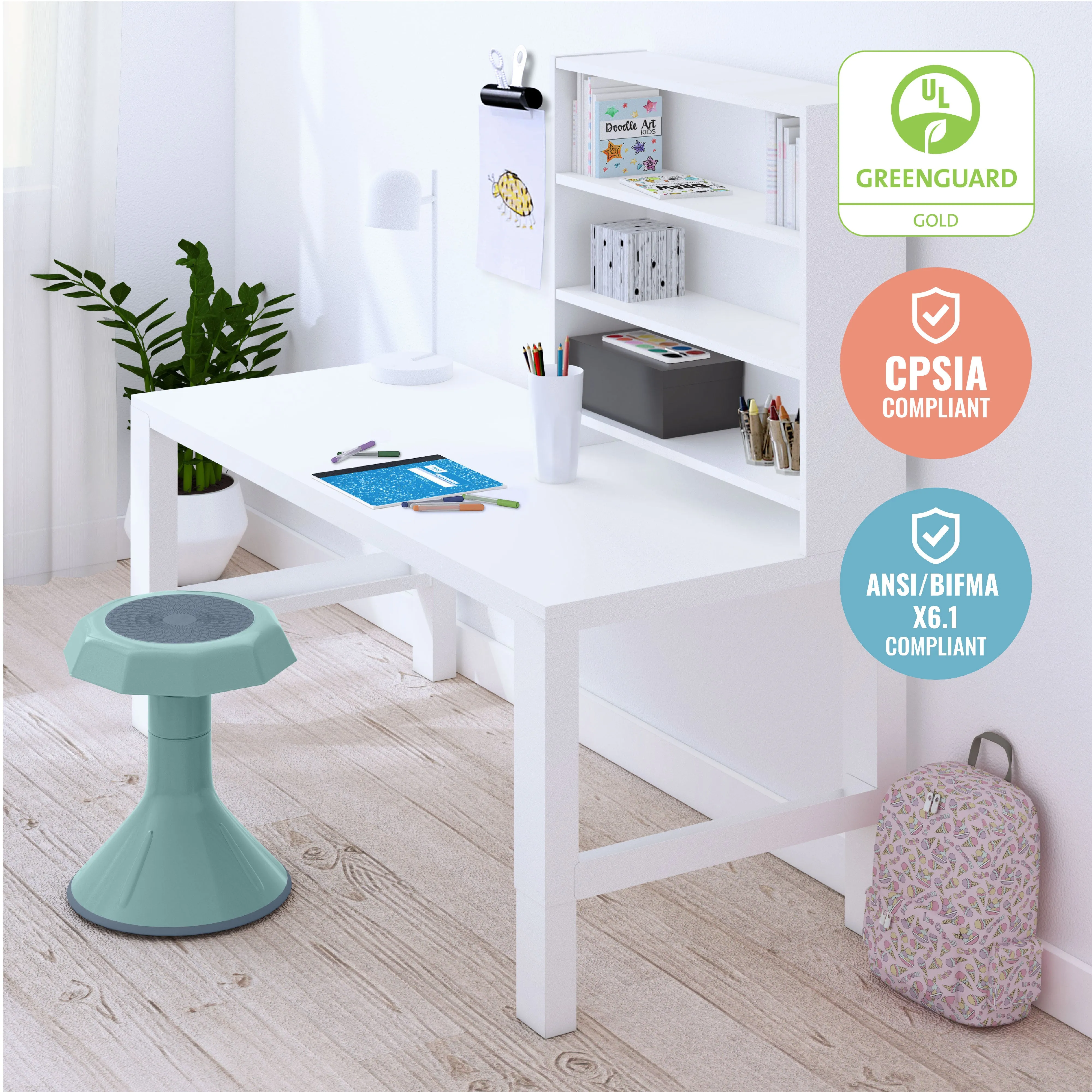 ACE Active Core Engagement Wobble Stool, Flexible Seating, 15in Seat Height