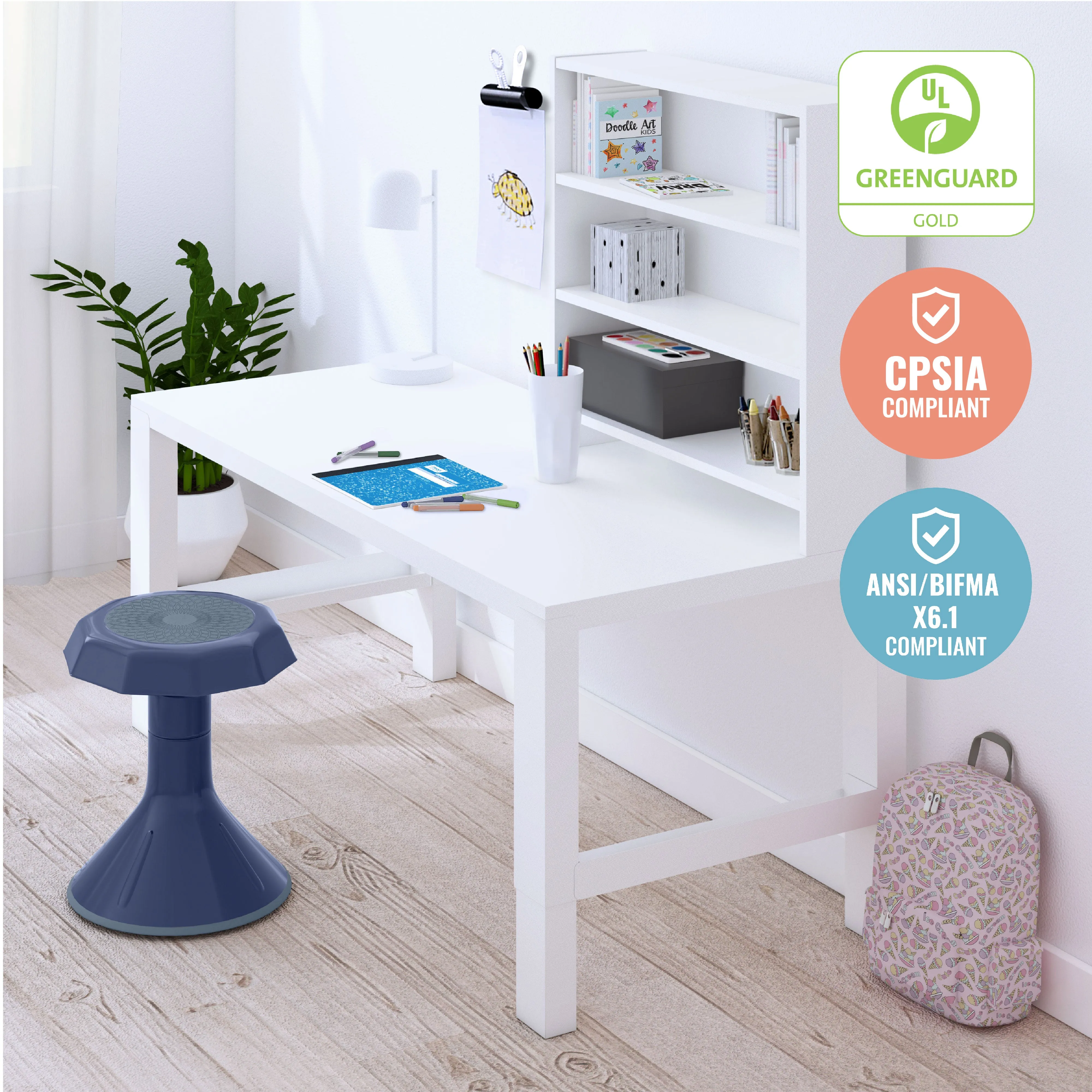 ACE Active Core Engagement Wobble Stool, Flexible Seating, 15in Seat Height
