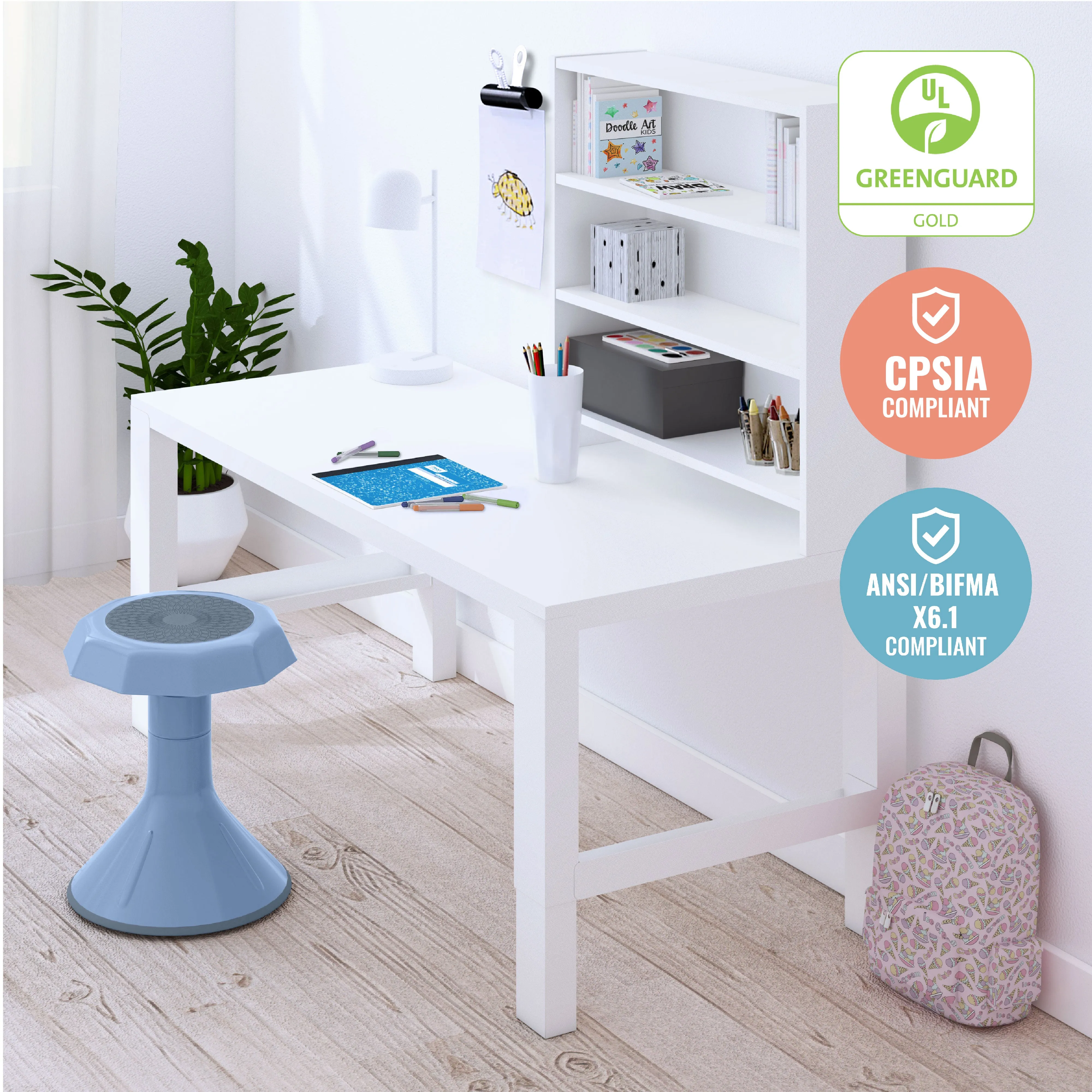 ACE Active Core Engagement Wobble Stool, Flexible Seating, 15in Seat Height