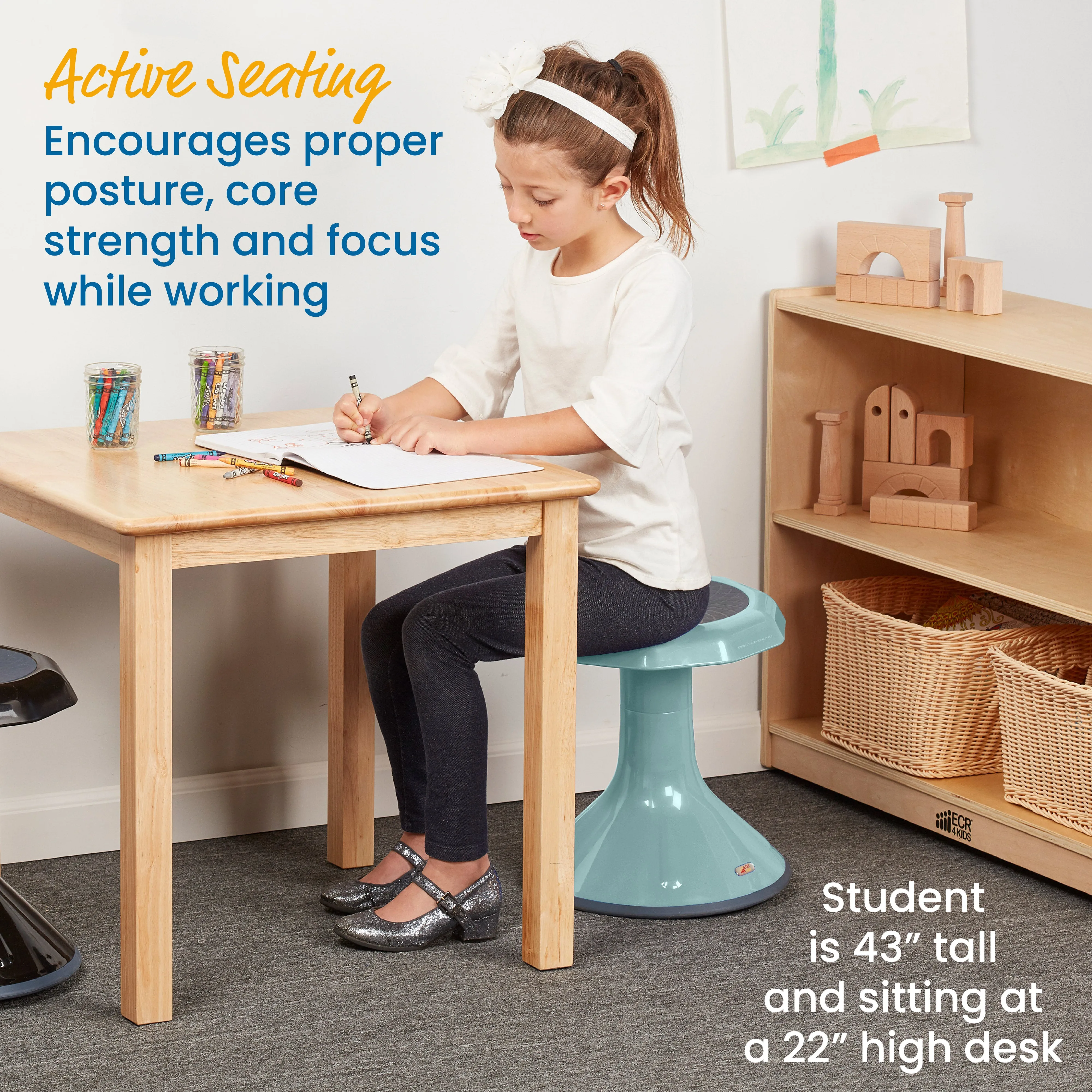 ACE Active Core Engagement Wobble Stool, Flexible Seating, 15in Seat Height