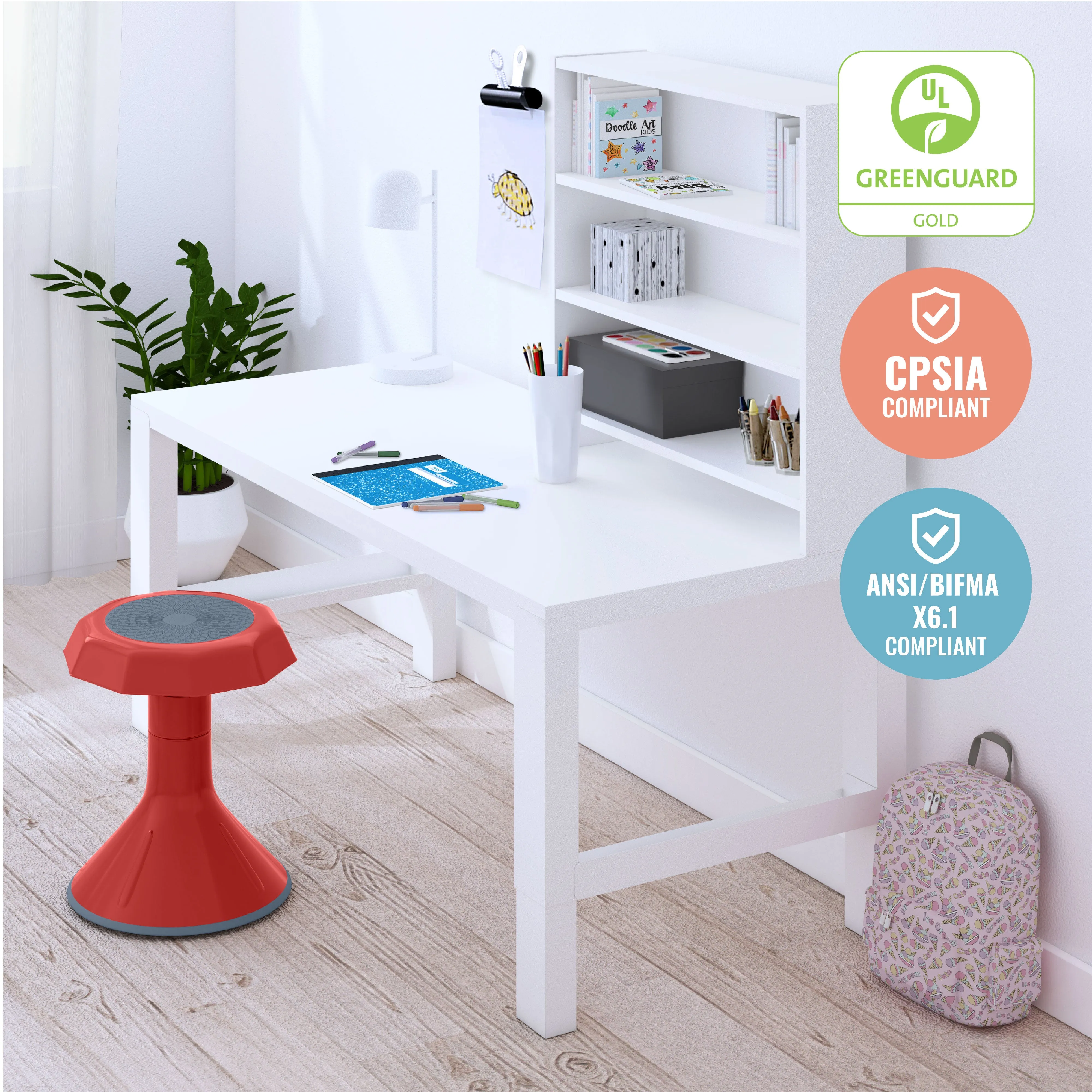 ACE Active Core Engagement Wobble Stool, Flexible Seating, 15in Seat Height
