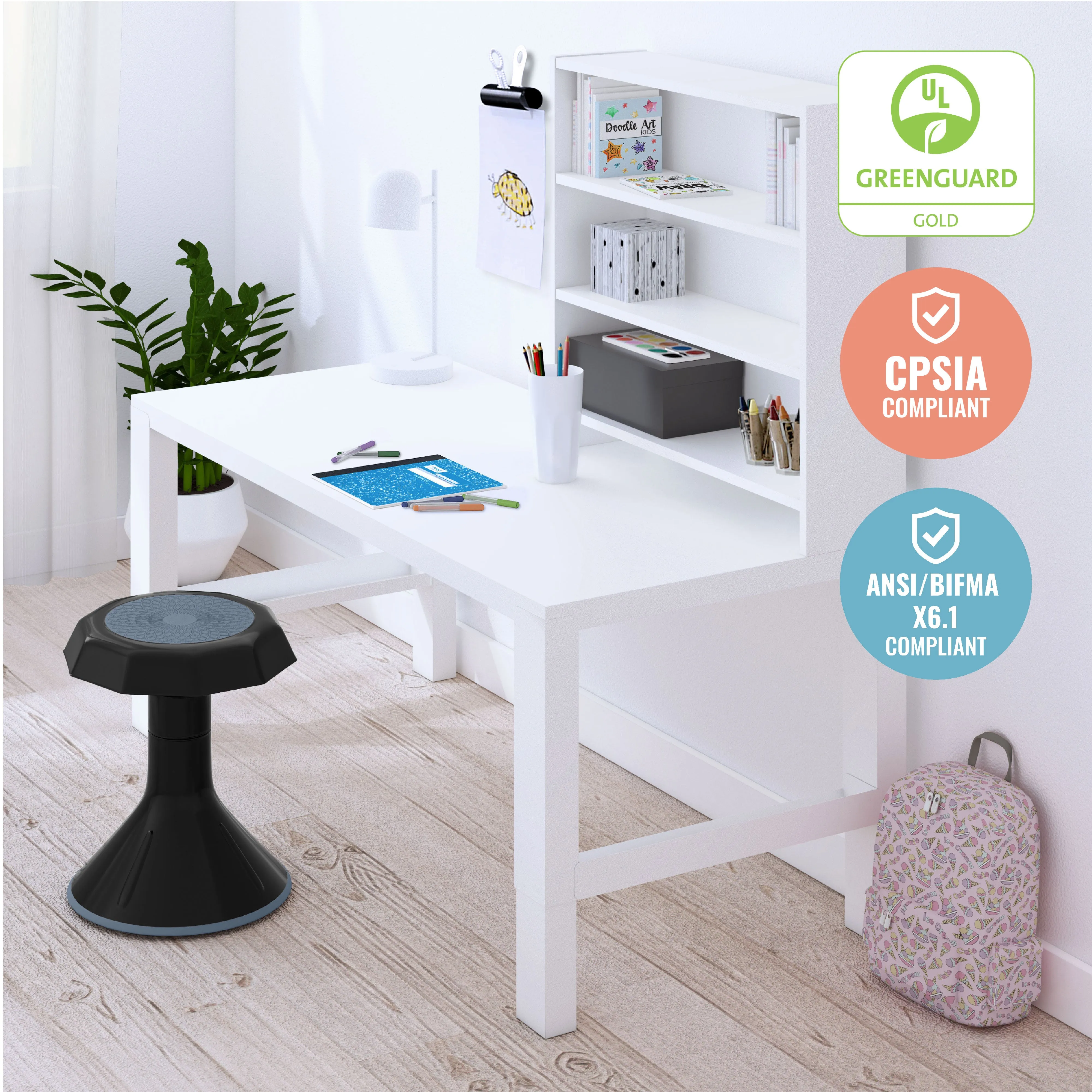 ACE Active Core Engagement Wobble Stool, Flexible Seating, 15in Seat Height