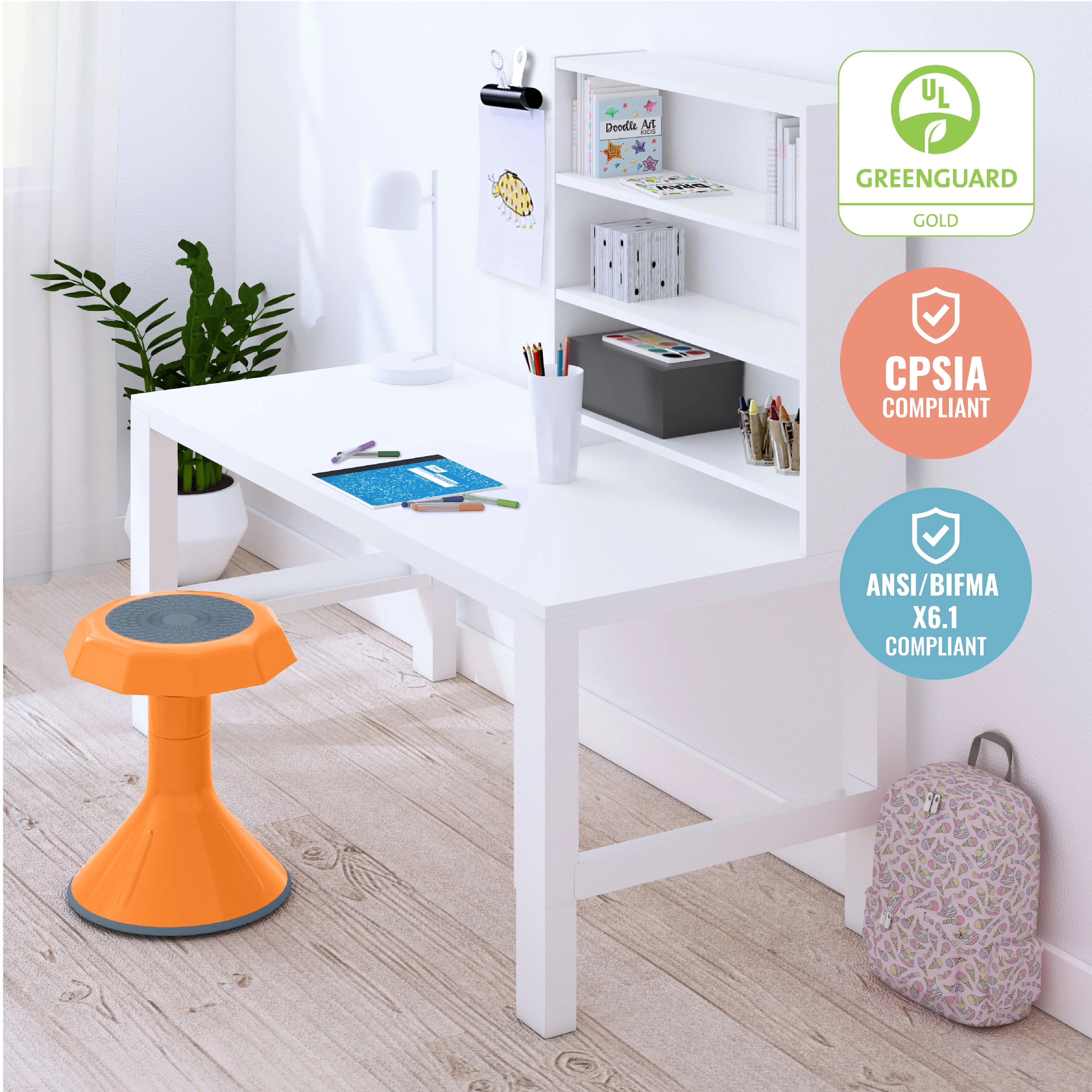 ACE Active Core Engagement Wobble Stool, Flexible Seating, 15in Seat Height