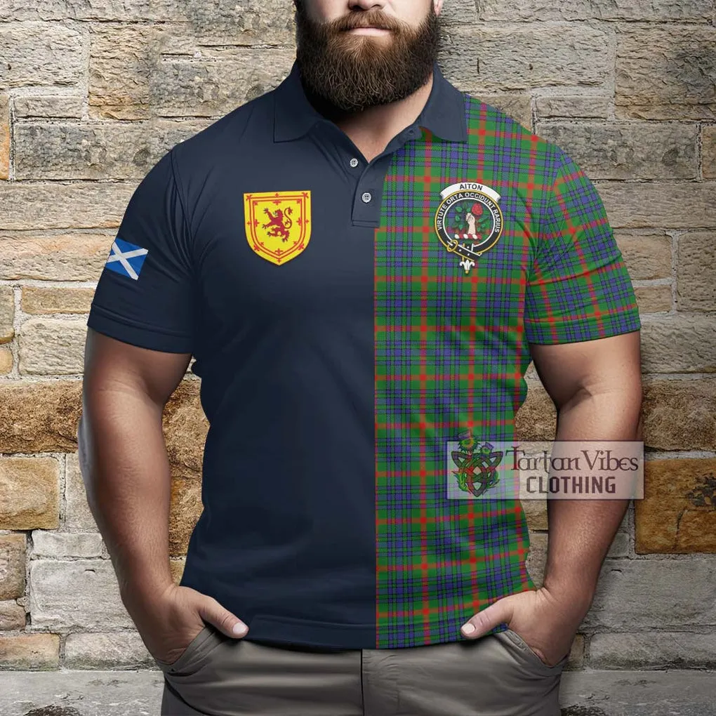 Aiton Tartan Polo Shirt Alba with Scottish Lion Royal Arm Half Style