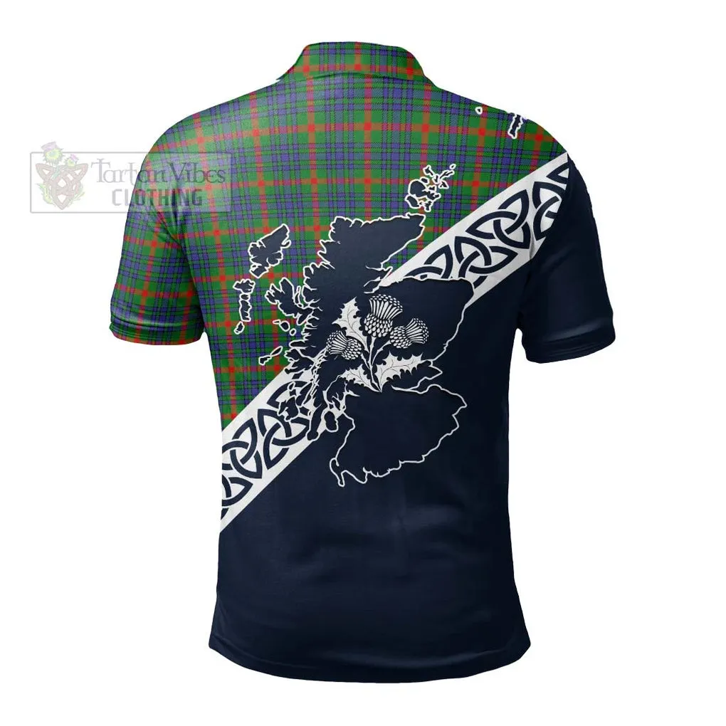 Aiton Tartan Polo Shirt Featuring Thistle and Scotland Map