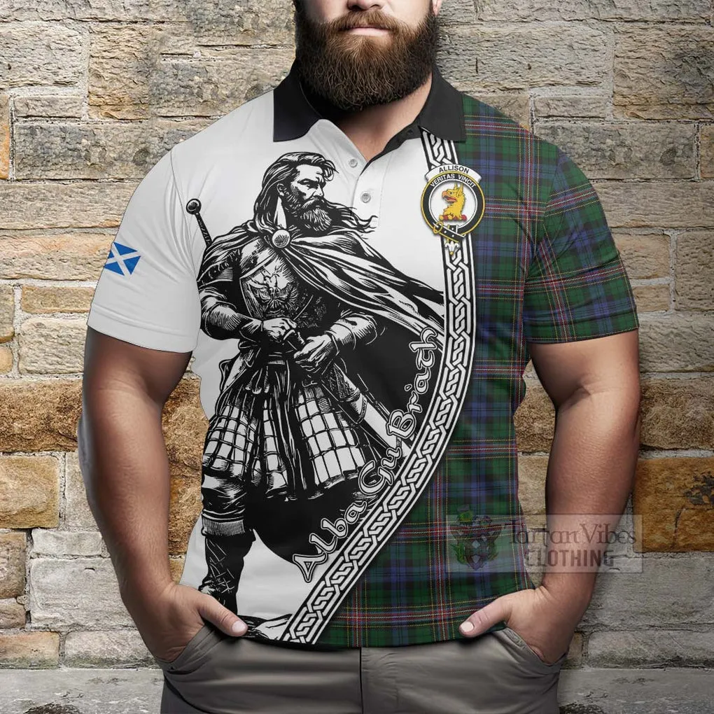 Allison Tartan Clan Crest Polo Shirt with Highlander Warrior Celtic Style