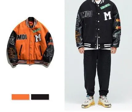 American Street Heavy Industry Thick Baseball Uniform Cotton-Padded Coat - Casual Cardigan Style, Polyester Fiber