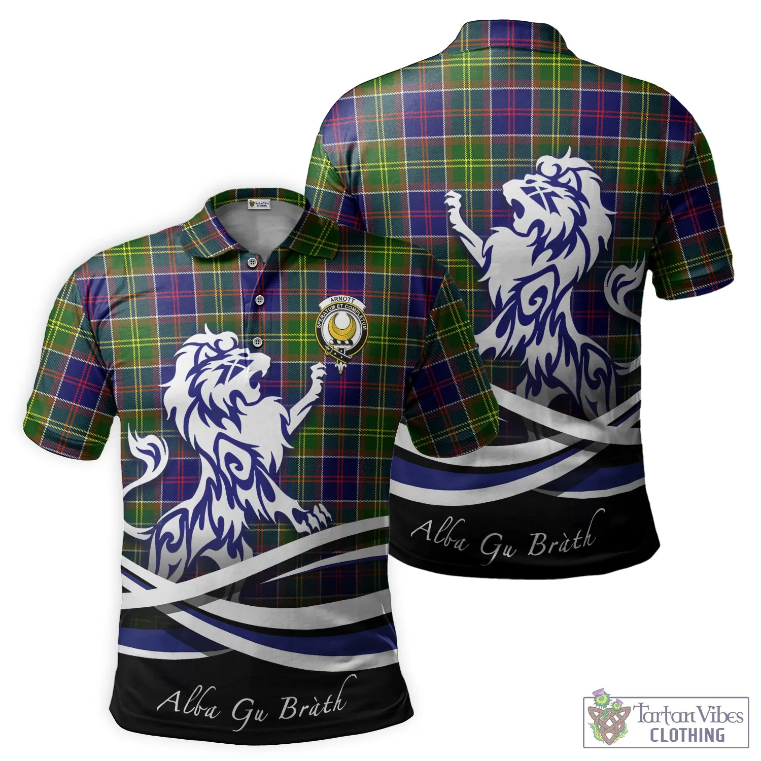 Arnott Tartan Polo Shirt with Alba Gu Brath Regal Lion Emblem
