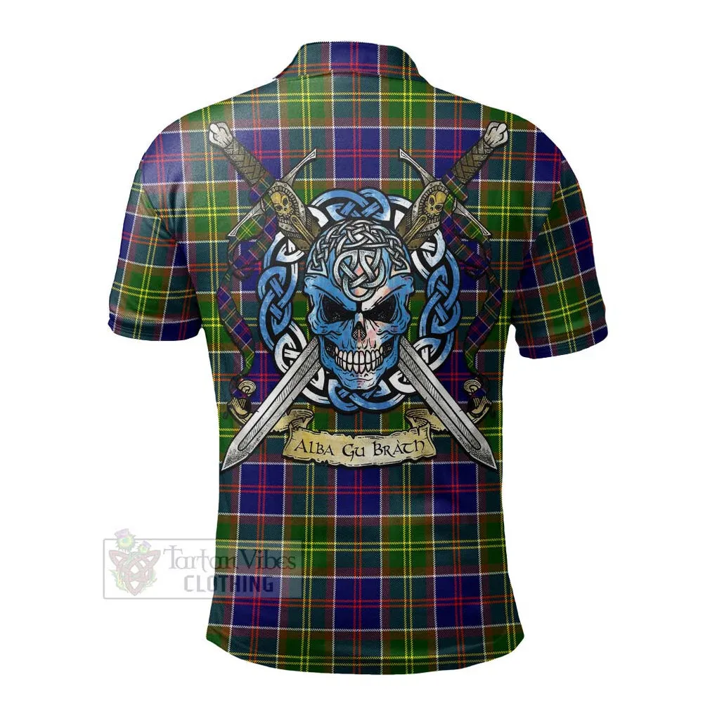 Arnott Tartan Polo Shirt with Family Crest Celtic Skull Style
