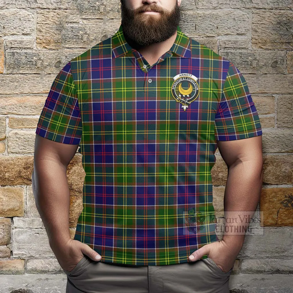 Arnott Tartan Polo Shirt with Family Crest Celtic Skull Style
