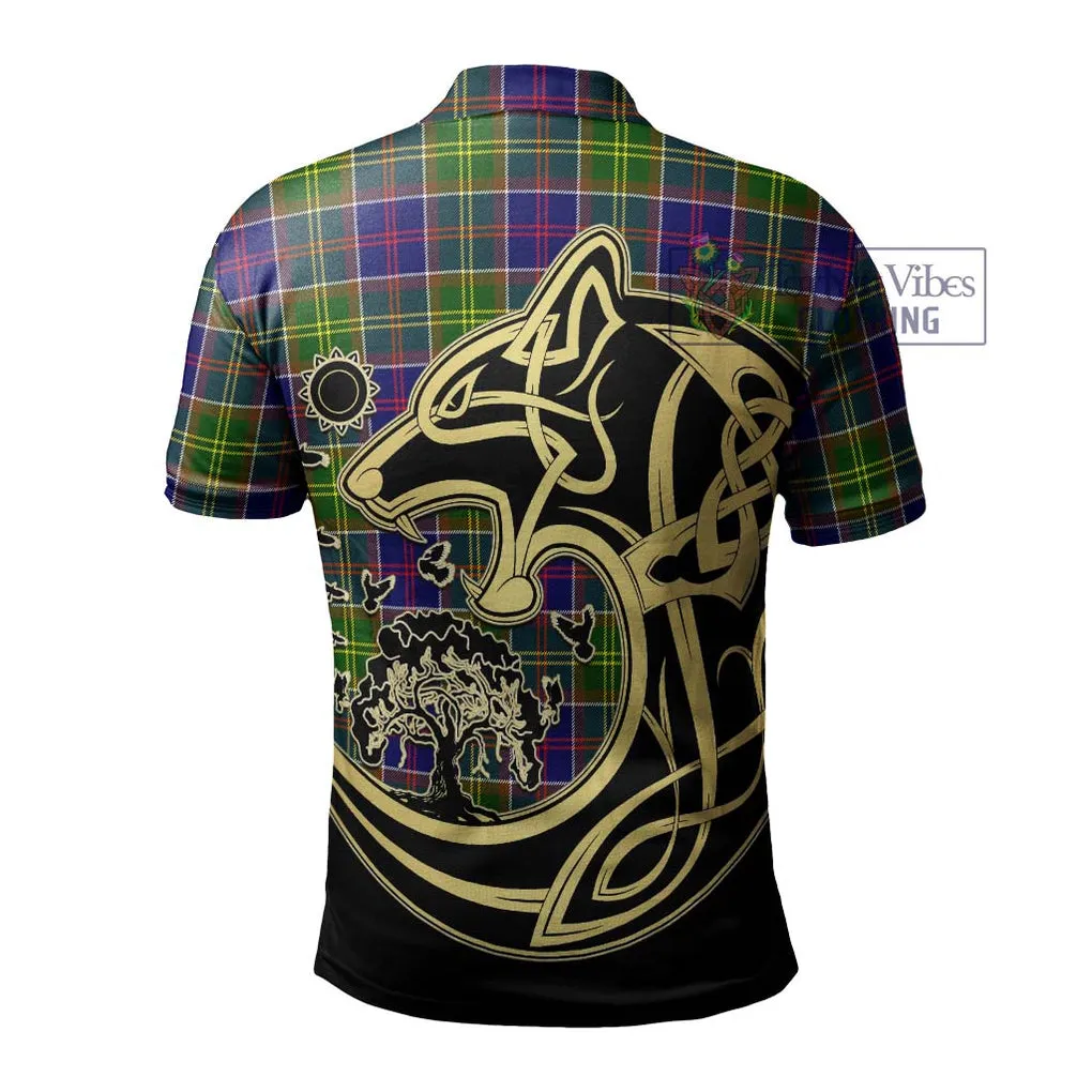 Arnott Tartan Polo Shirt with Family Crest Celtic Wolf Style