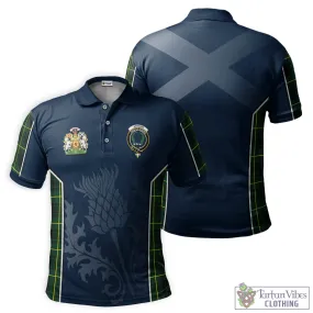 Arthur Modern Tartan Men's Polo Shirt with Family Crest and Scottish Thistle Vibes Sport Style