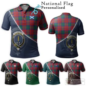 Auchinleck (Affleck) Tartan Polo Shirt with Personalised National Flag and Family Crest Half Style