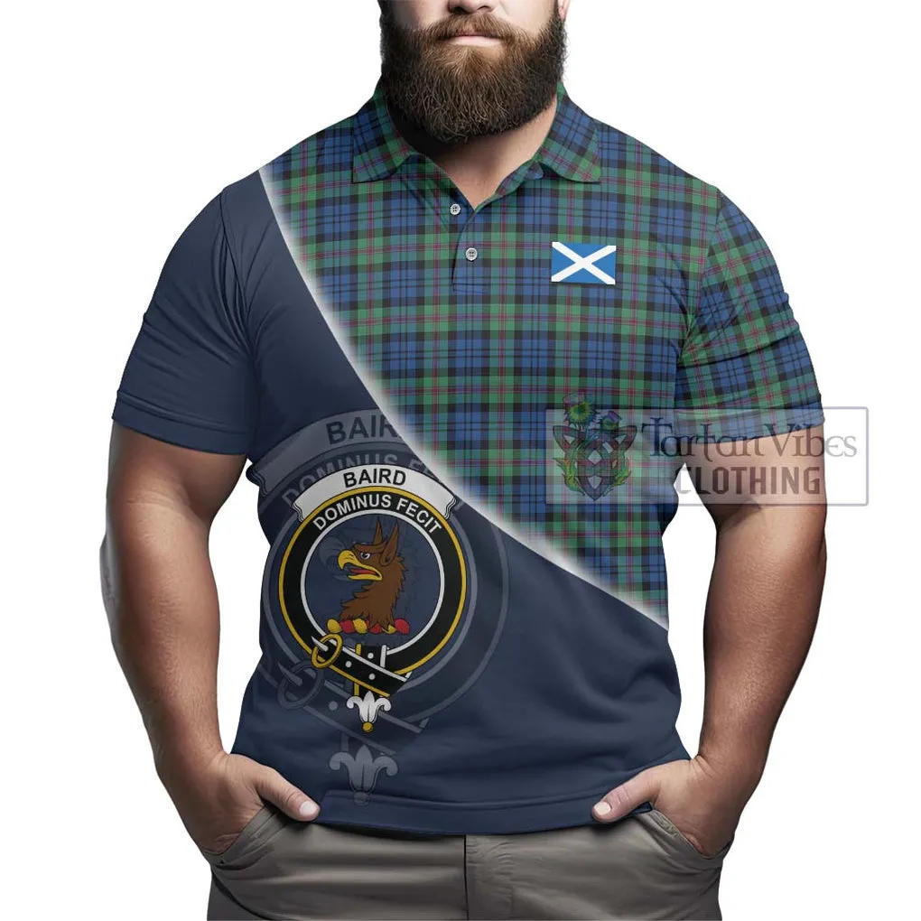 Baird Ancient Tartan Polo Shirt with Personalised National Flag and Family Crest Half Style
