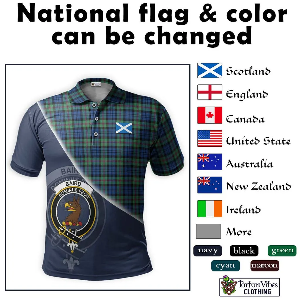 Baird Ancient Tartan Polo Shirt with Personalised National Flag and Family Crest Half Style