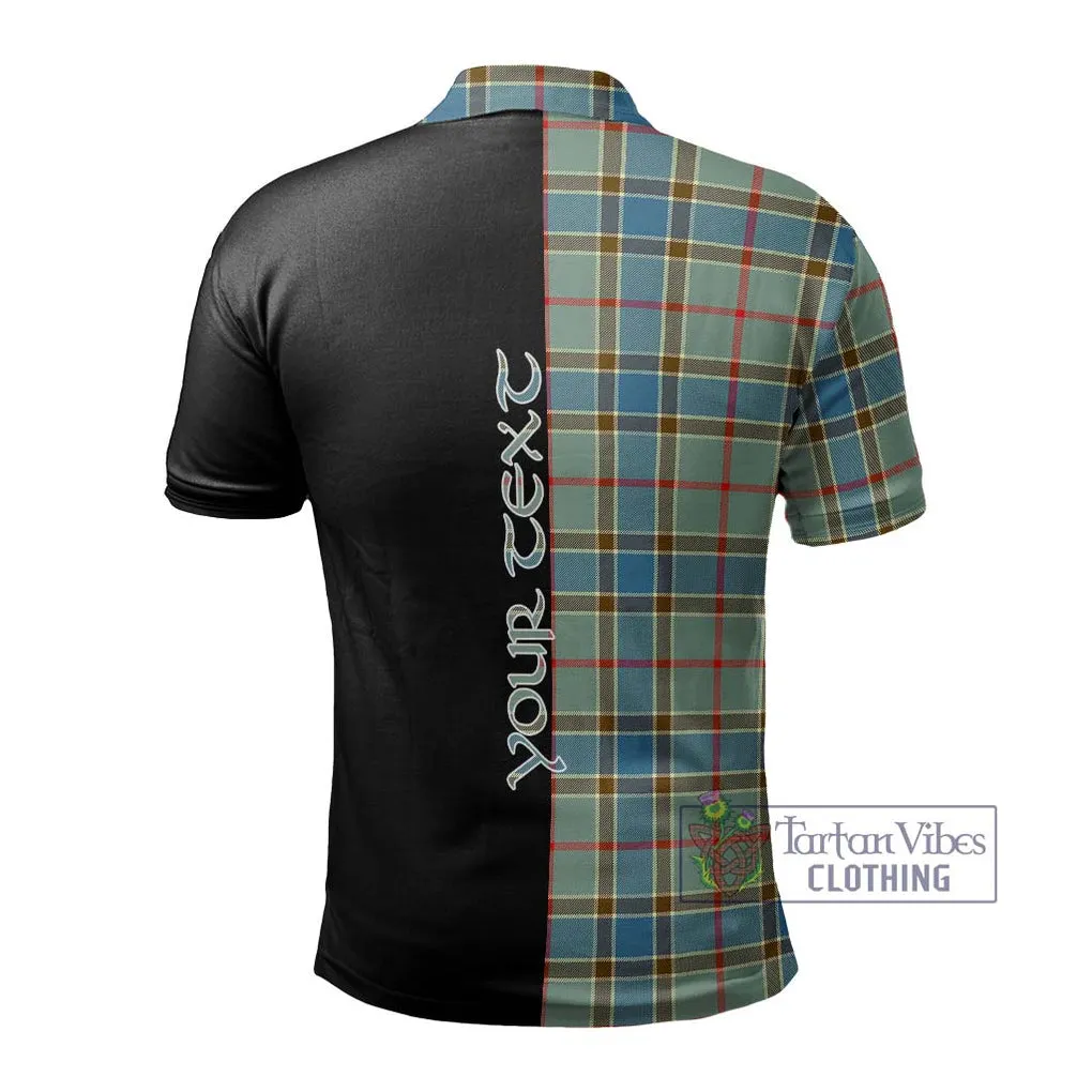 Balfour Blue Tartan Polo Shirt with Family Crest and Half Of Me Style