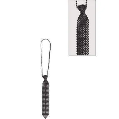Beaded Tie Necklace - Black