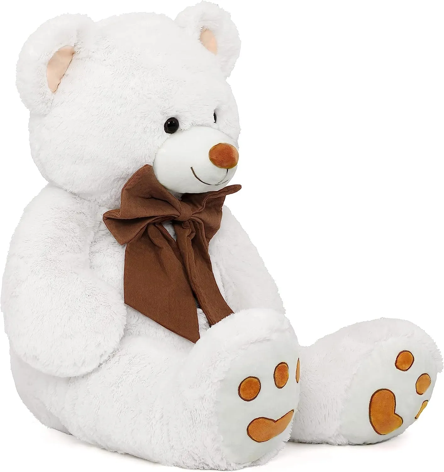 Big Teddy Bear Plush Toy, Brown/White/Pink, 39/47 Inches