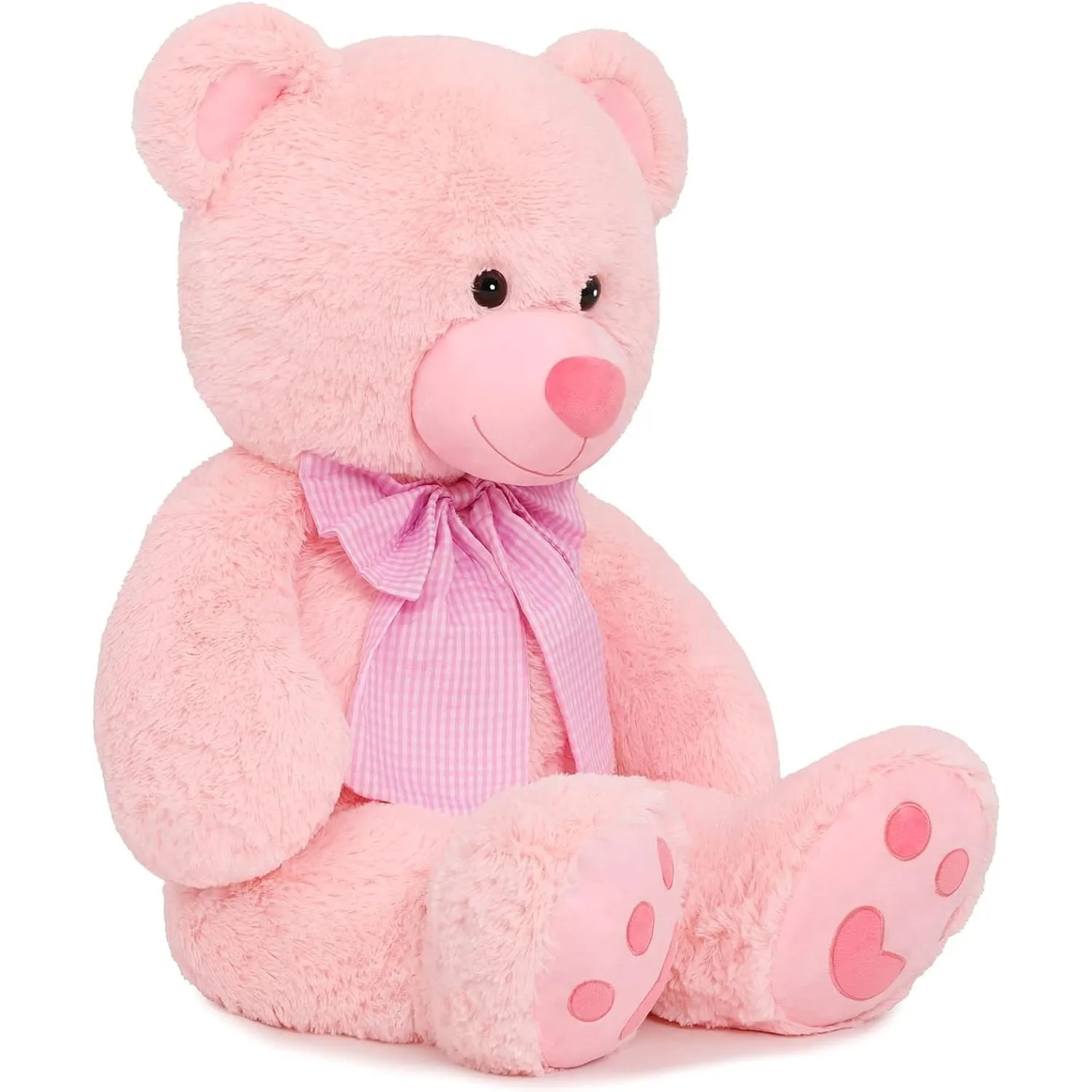 Big Teddy Bear Plush Toy, Brown/White/Pink, 39/47 Inches