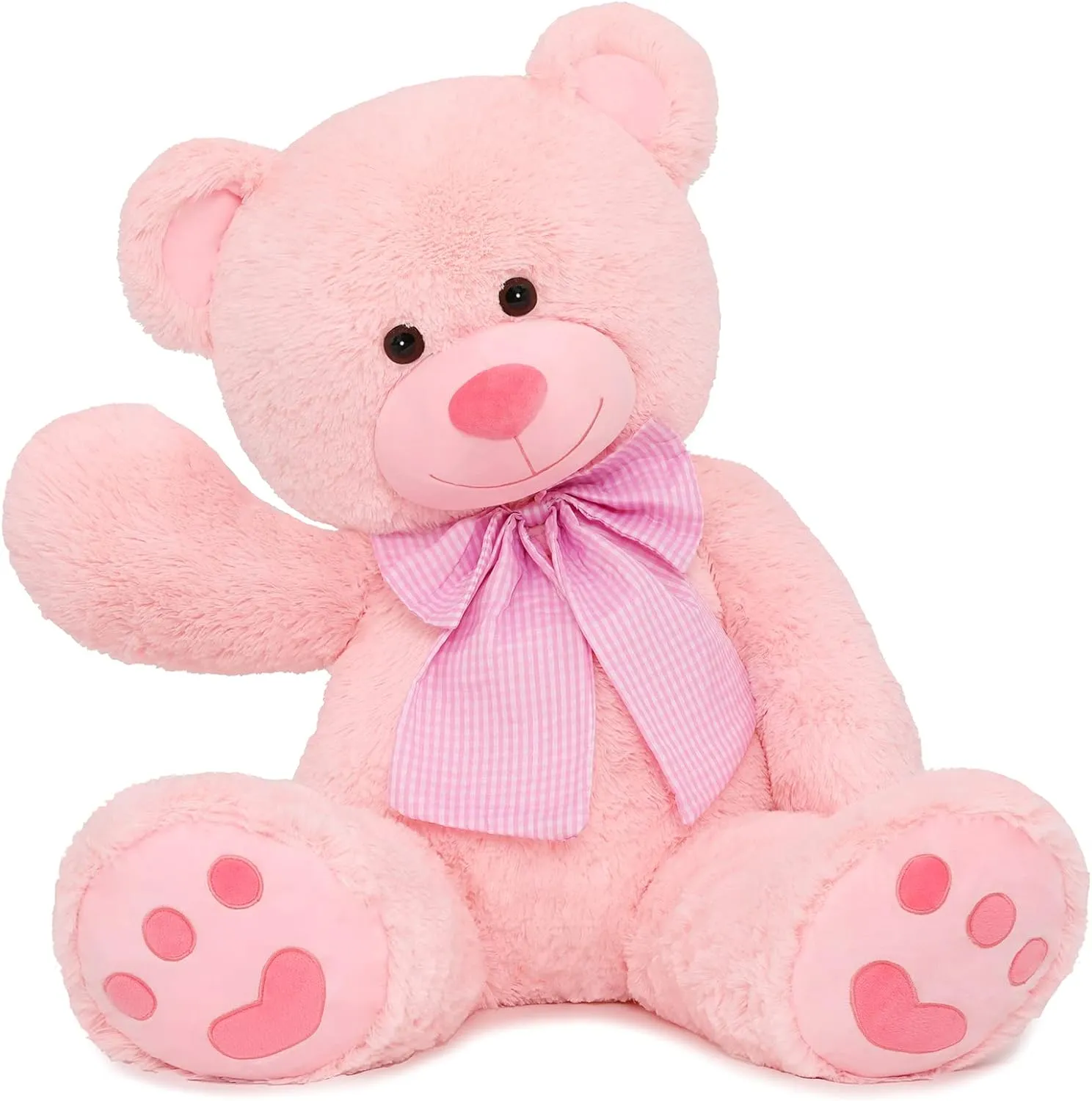 Big Teddy Bear Plush Toy, Brown/White/Pink, 39/47 Inches