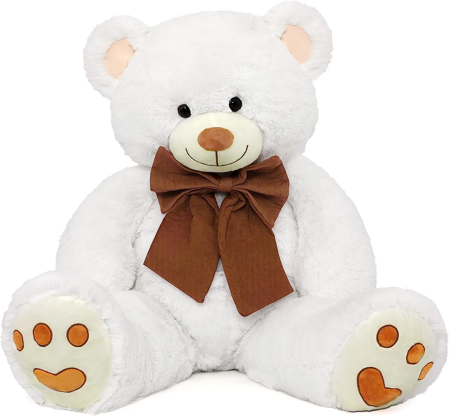 Big Teddy Bear Plush Toy, Brown/White/Pink, 39/47 Inches