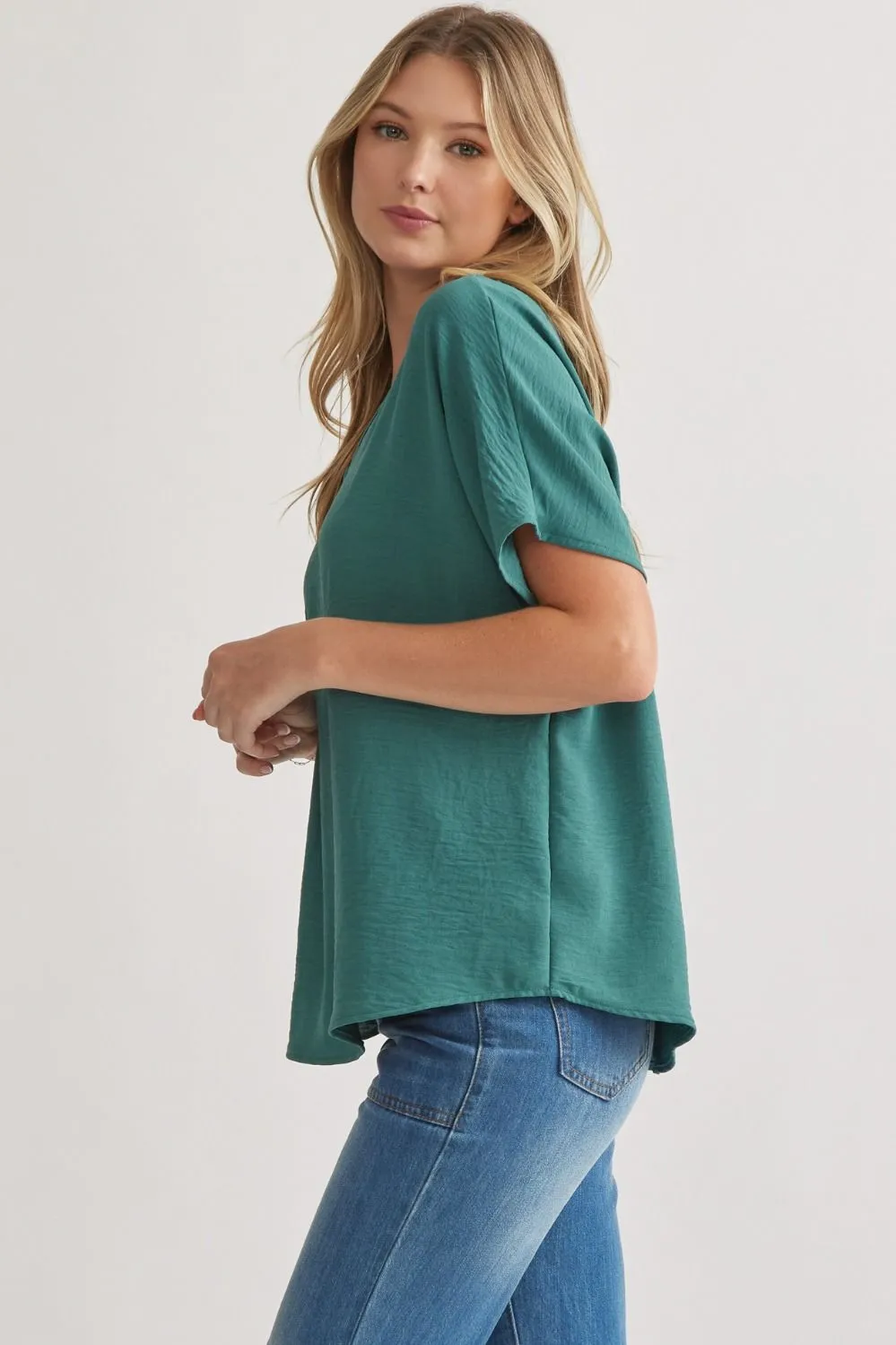 Blissful Basics V-Neck Top - Forest