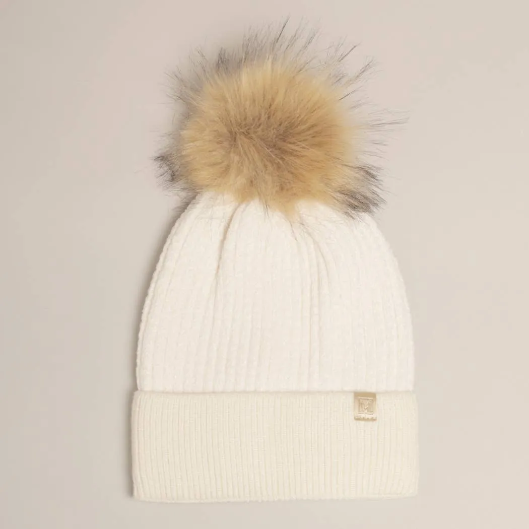 Chenille Cuff Beanie with Pom Pom