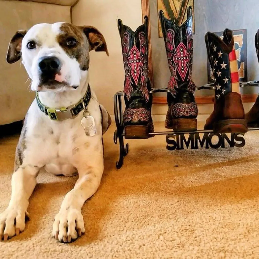 Custom Name Horseshoe Boot Rack - The Heritage Forge