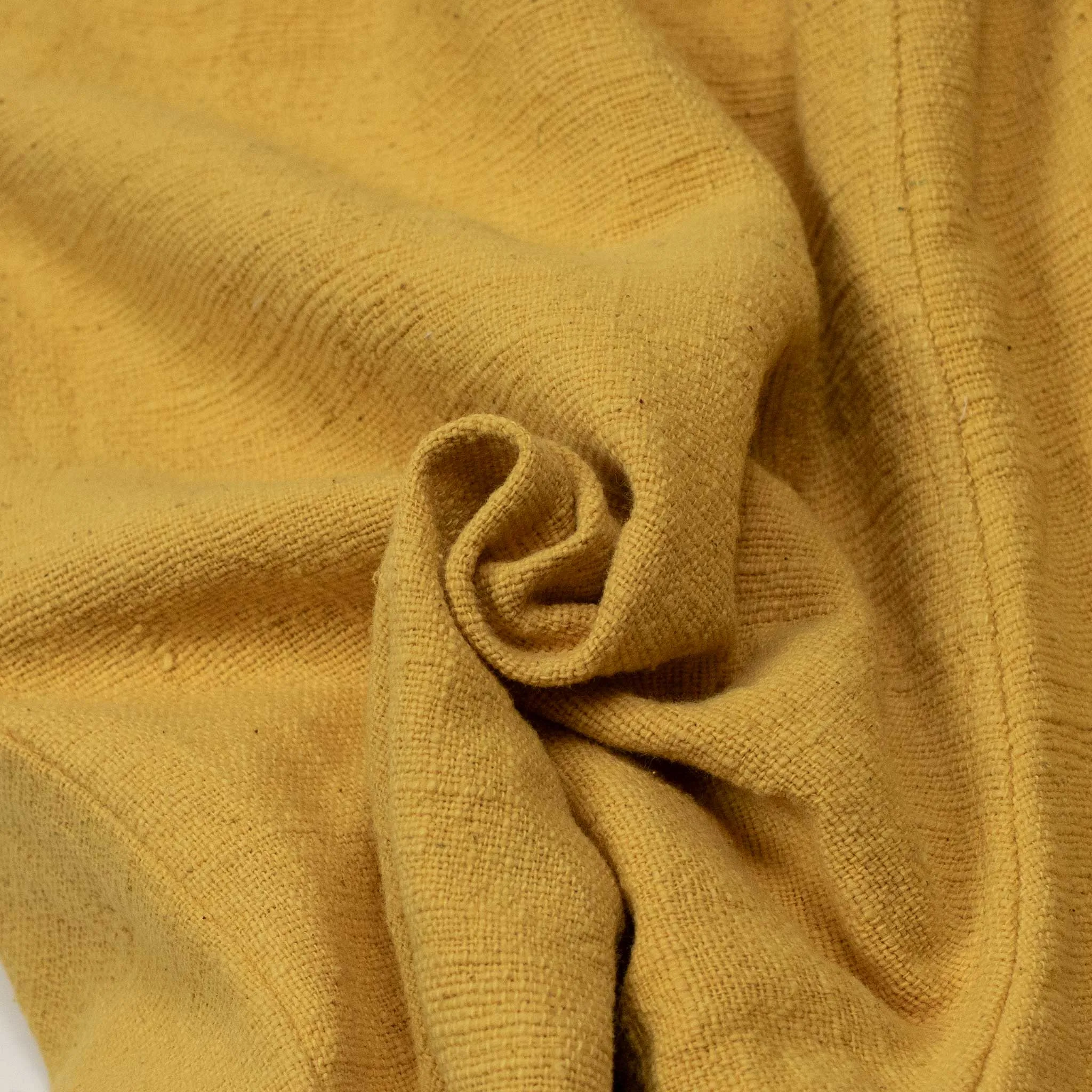 Drawstring tapered trousers in mango yellow cotton basketweave