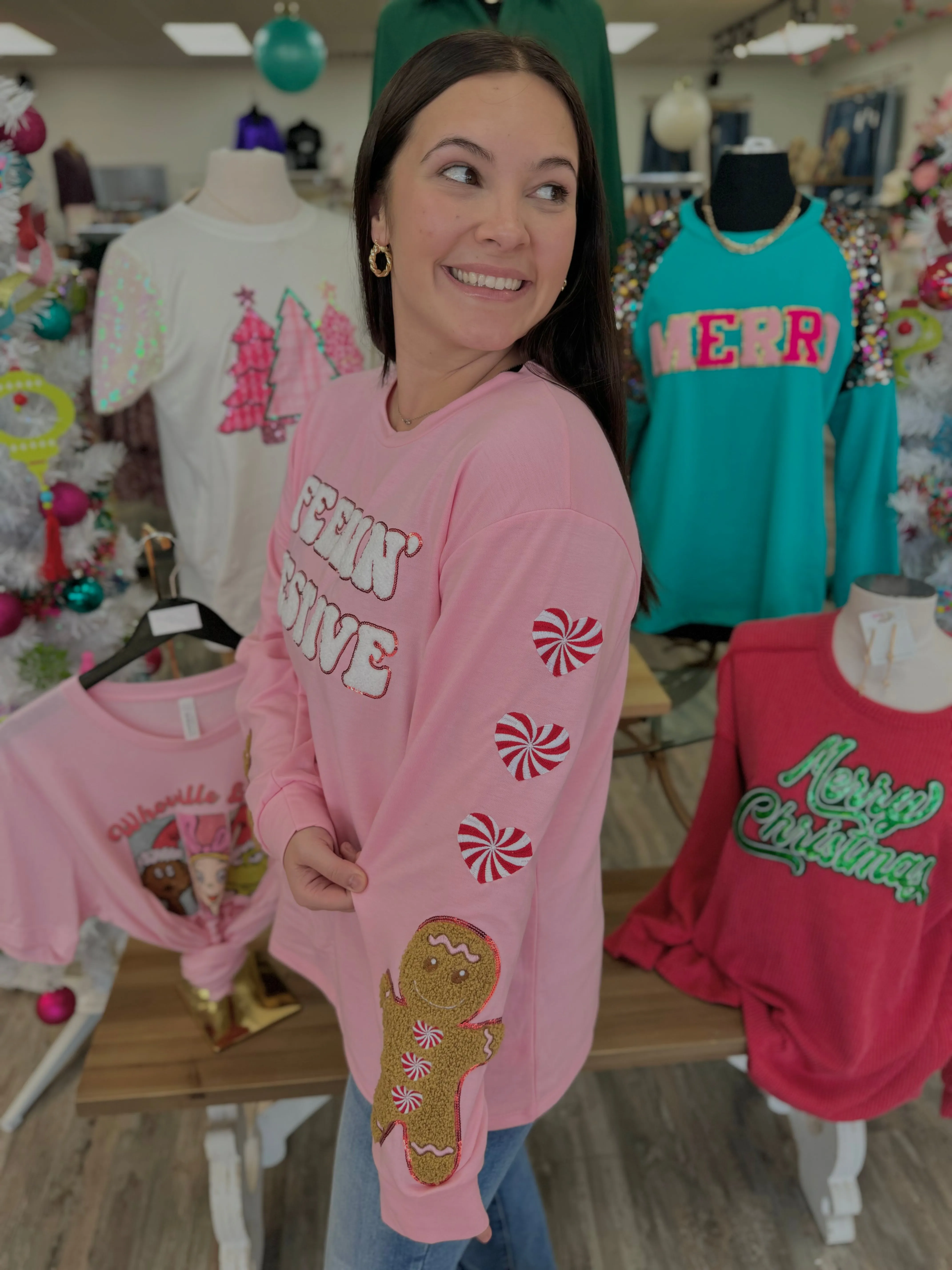 Feelin' Festive Gingerbread Sleeve Top