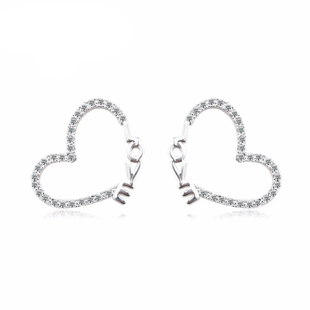 Heart Shape Love Pattern Jewelry- Zirconia Stud Earrings for Girls- Stylish Accessories for Women- Love Jewelry for Women