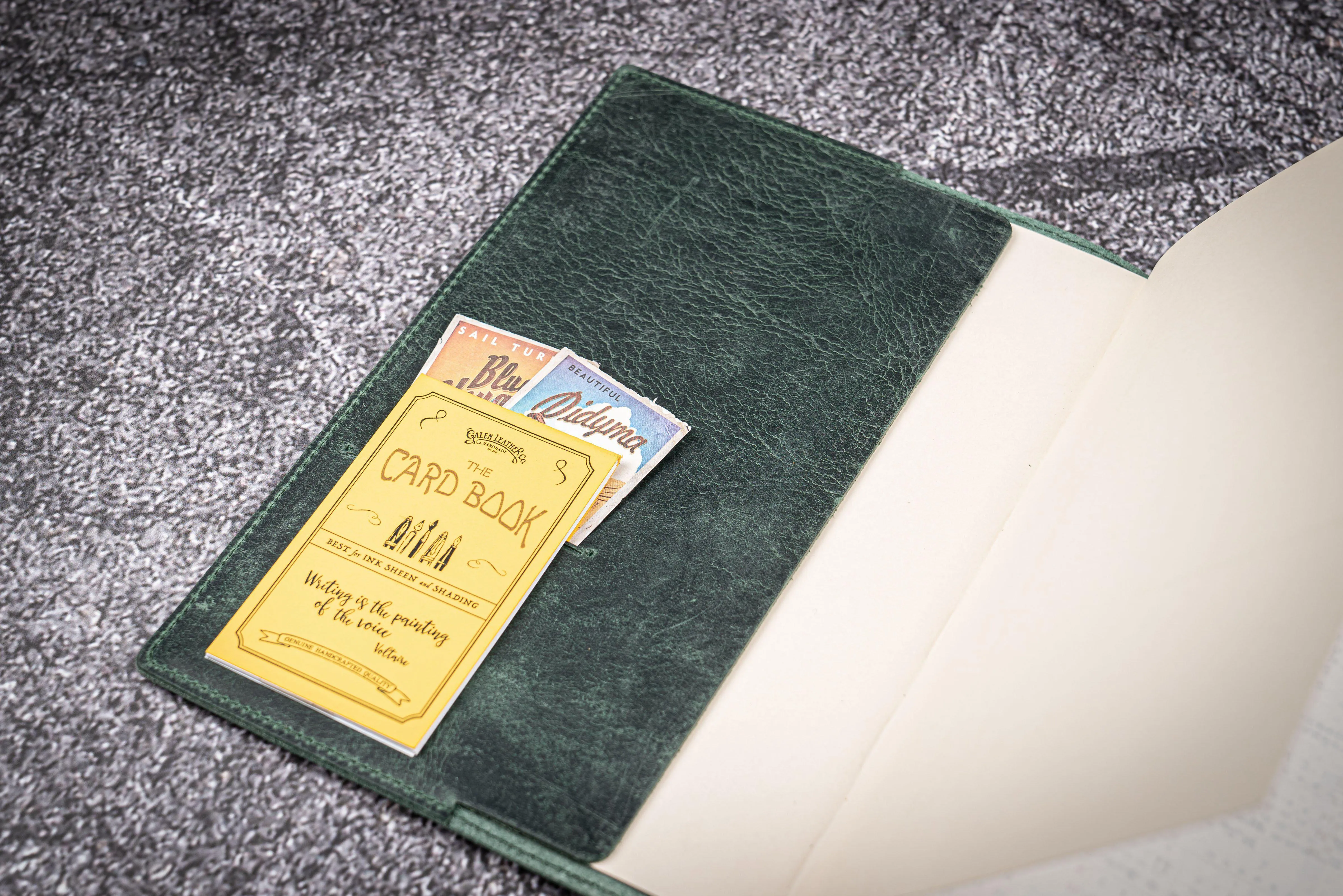Leather Slim A5 Notebook / Planner Cover - Crazy Horse Forest Green