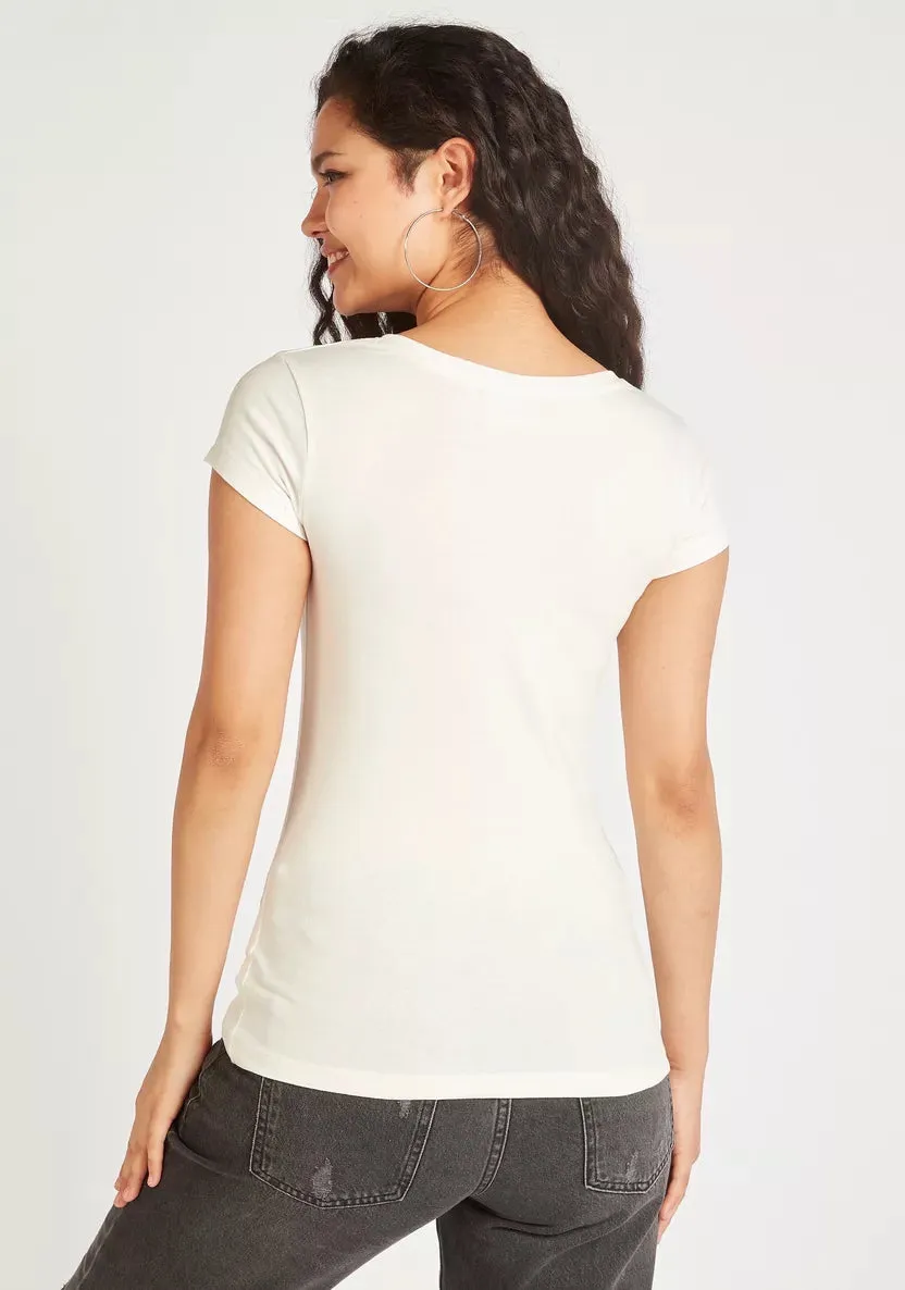 Minnie Mouse Print Round Neck T-shirt