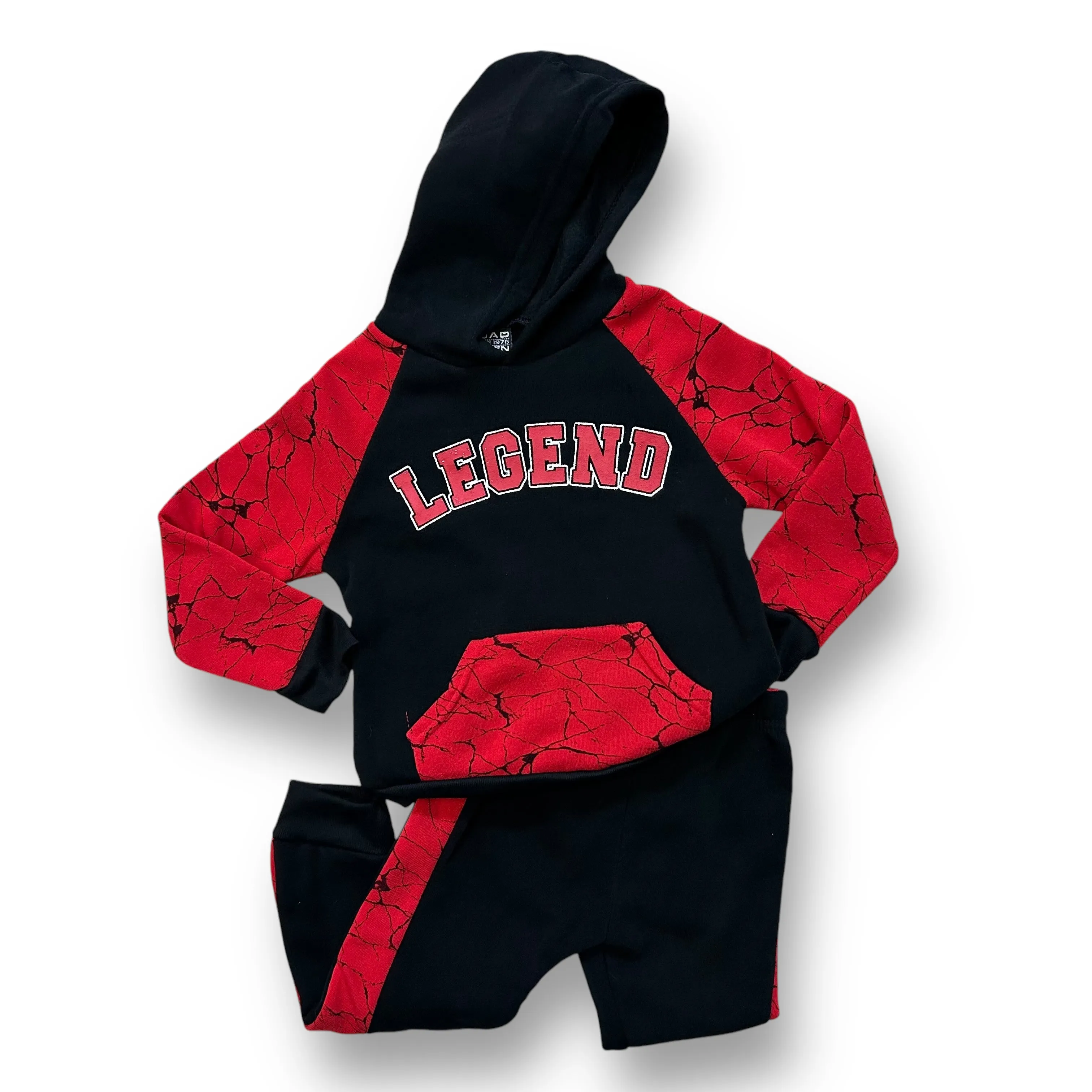 NEW! Boys Size 2T Black & Red Hoodie and Sweatpants 2-Pc Outfit