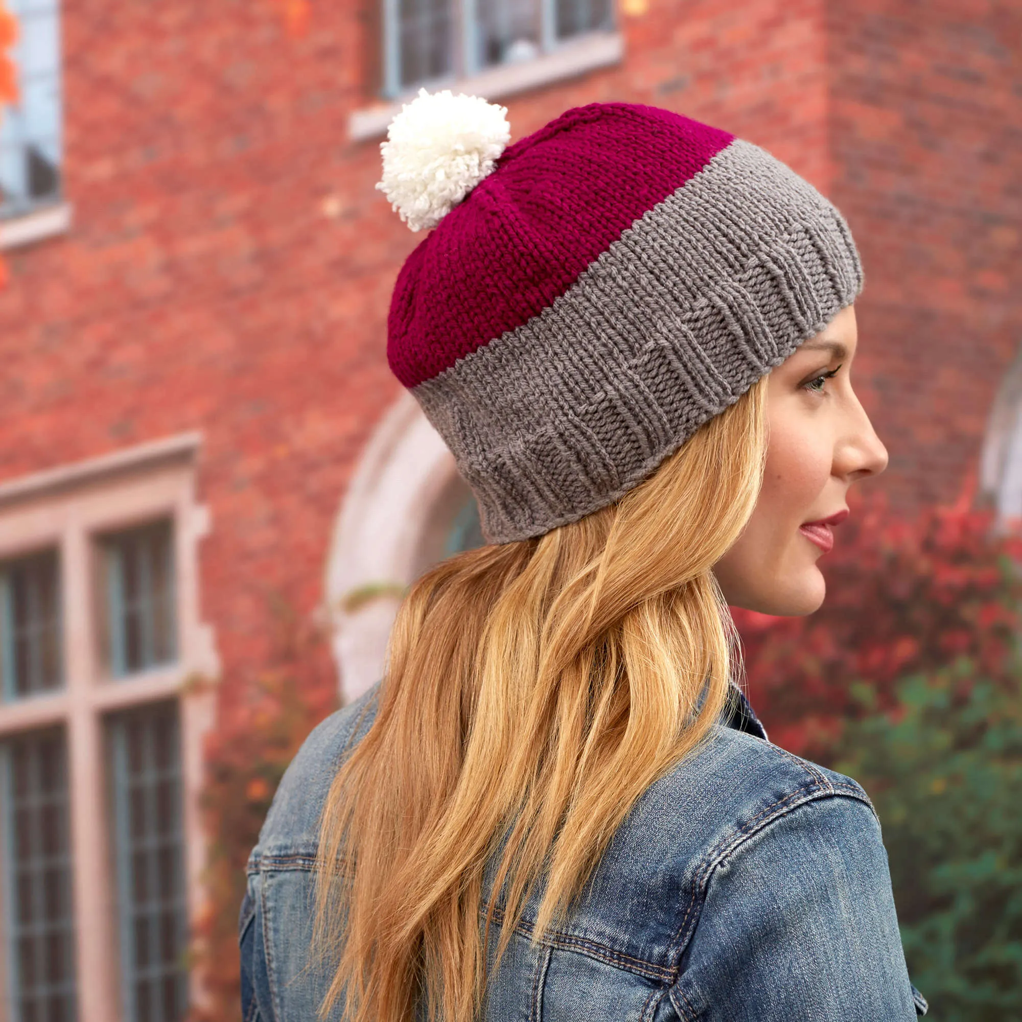 Red Heart Knit Color Block Hat