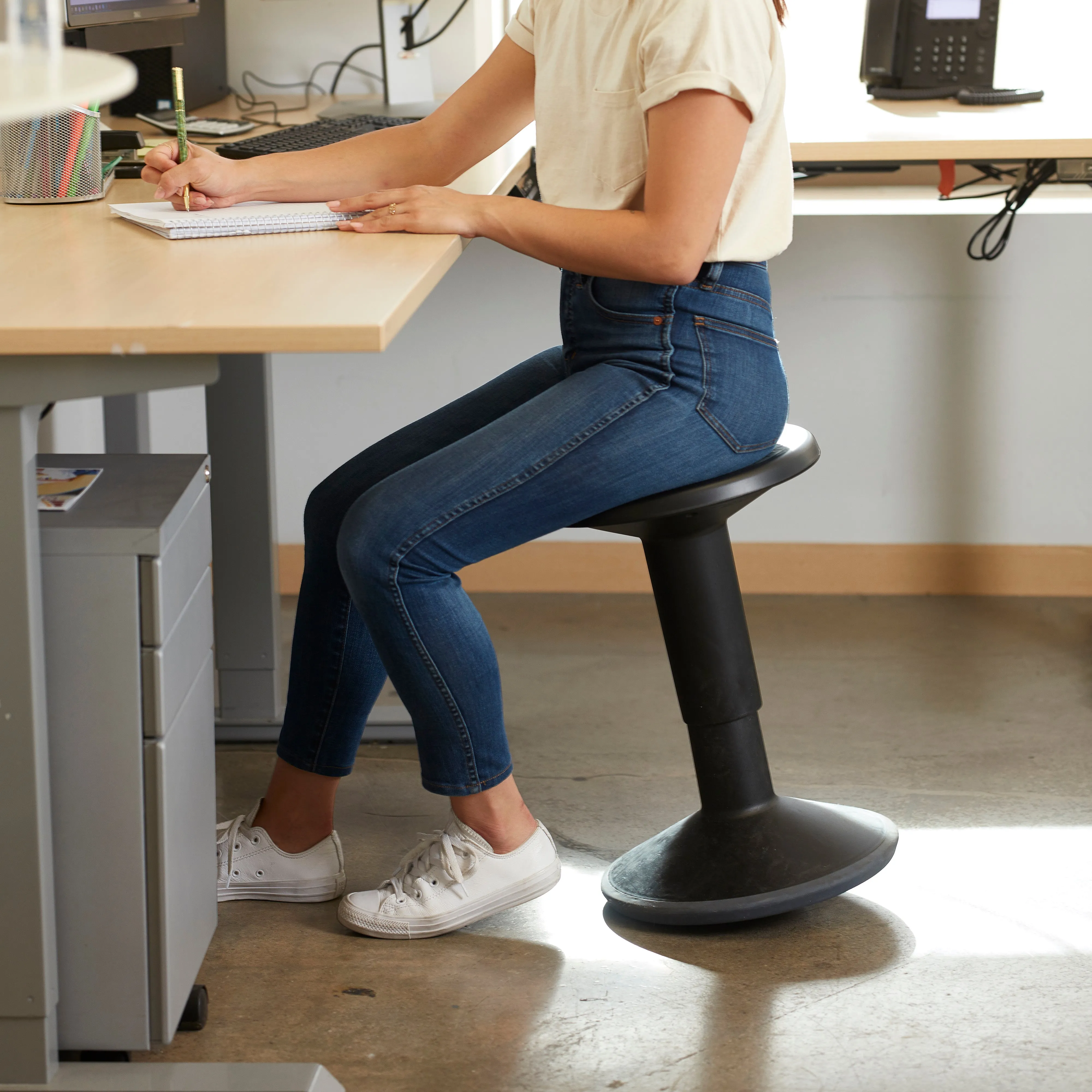 SitWell Adjustable Height Wobble Stool, Active Flexible Seating Chair