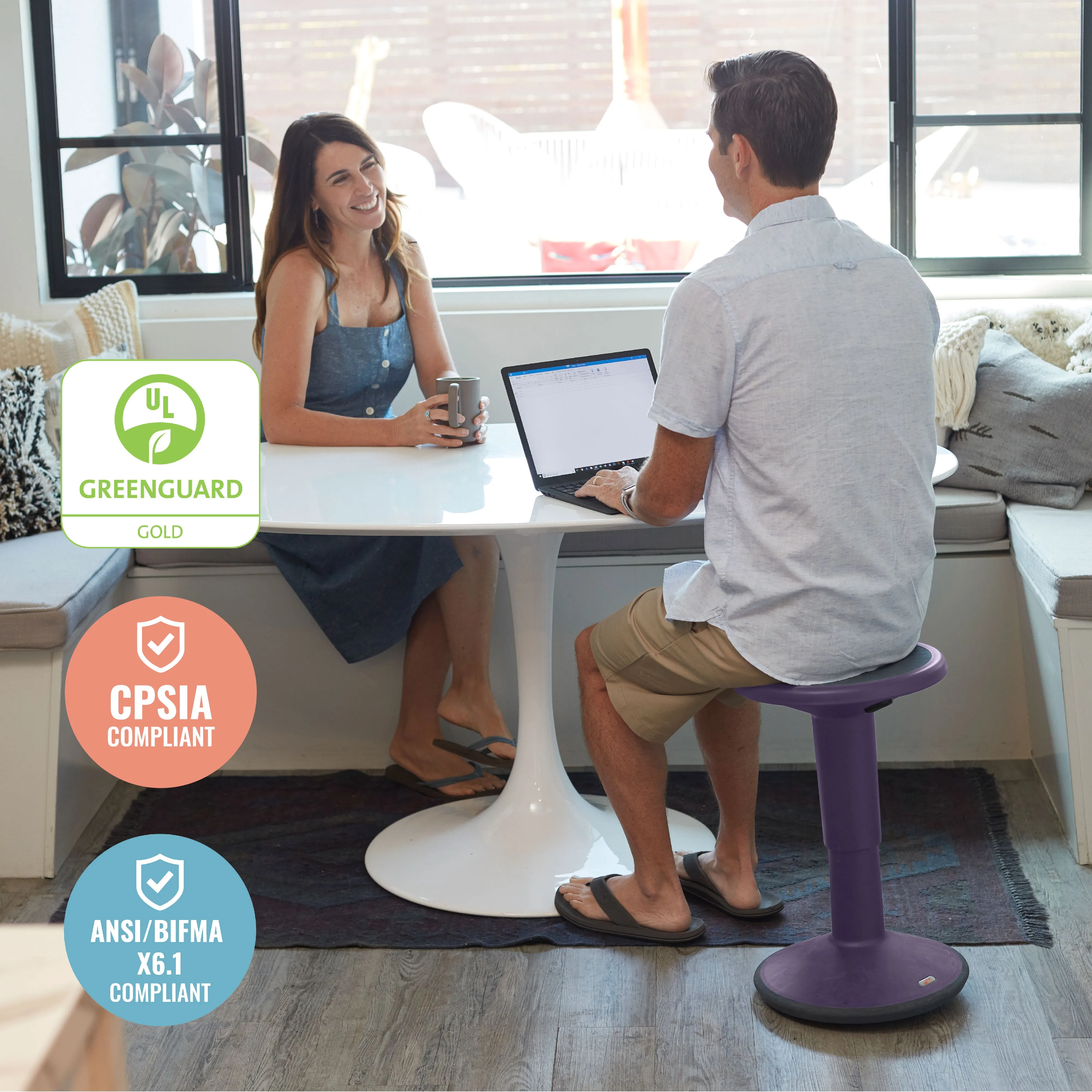 SitWell Adjustable Height Wobble Stool, Active Flexible Seating Chair