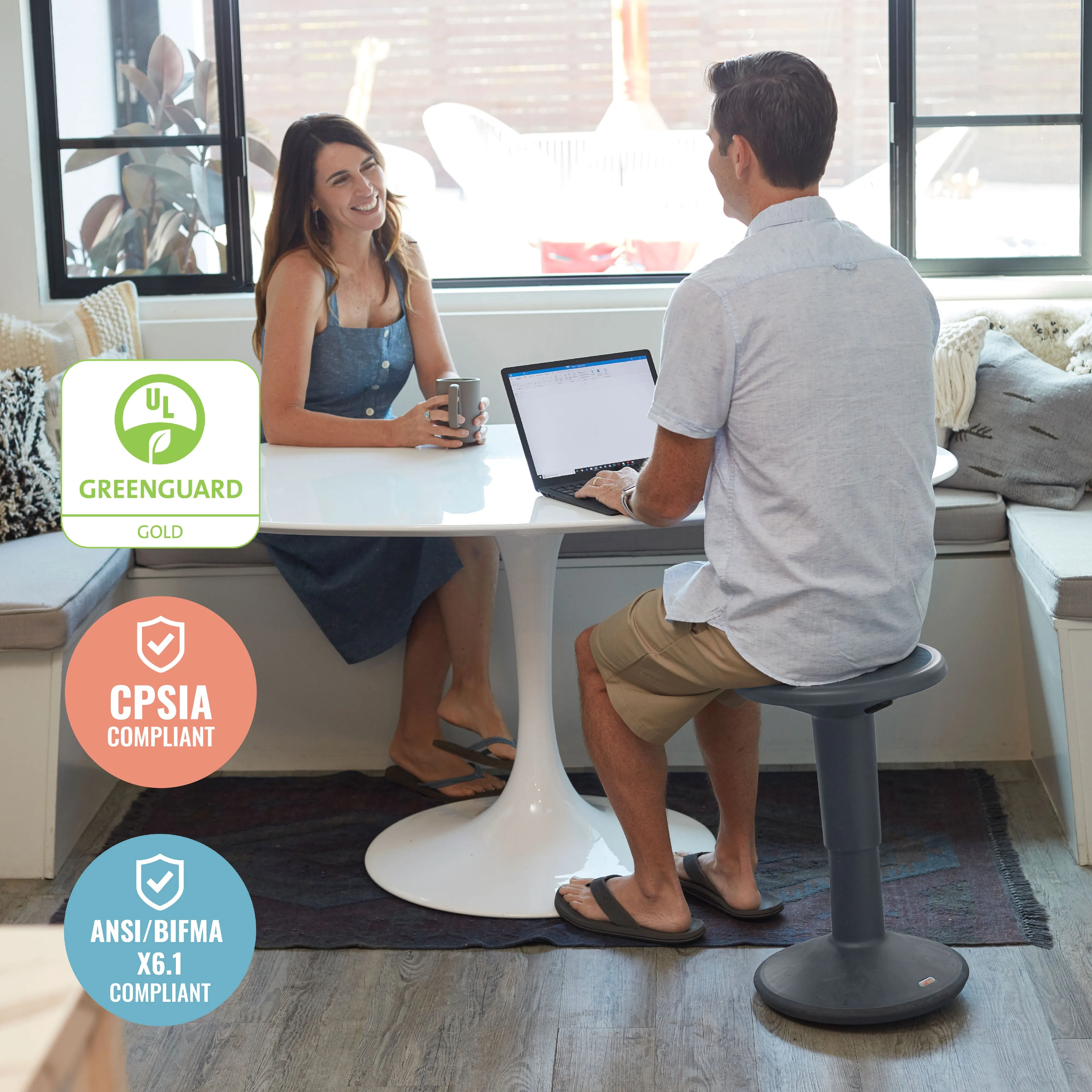 SitWell Adjustable Height Wobble Stool, Active Flexible Seating Chair