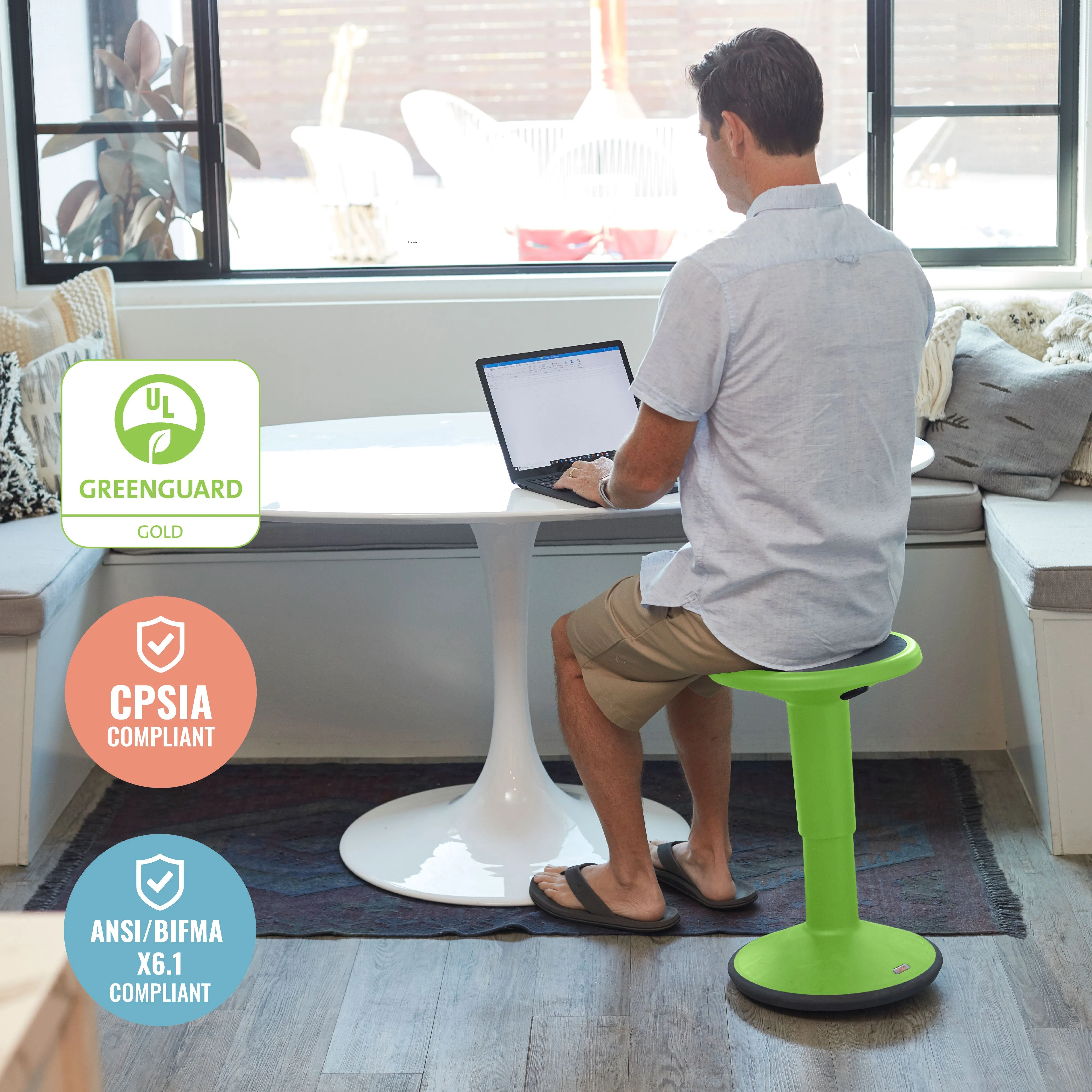 SitWell Adjustable Height Wobble Stool, Active Flexible Seating Chair