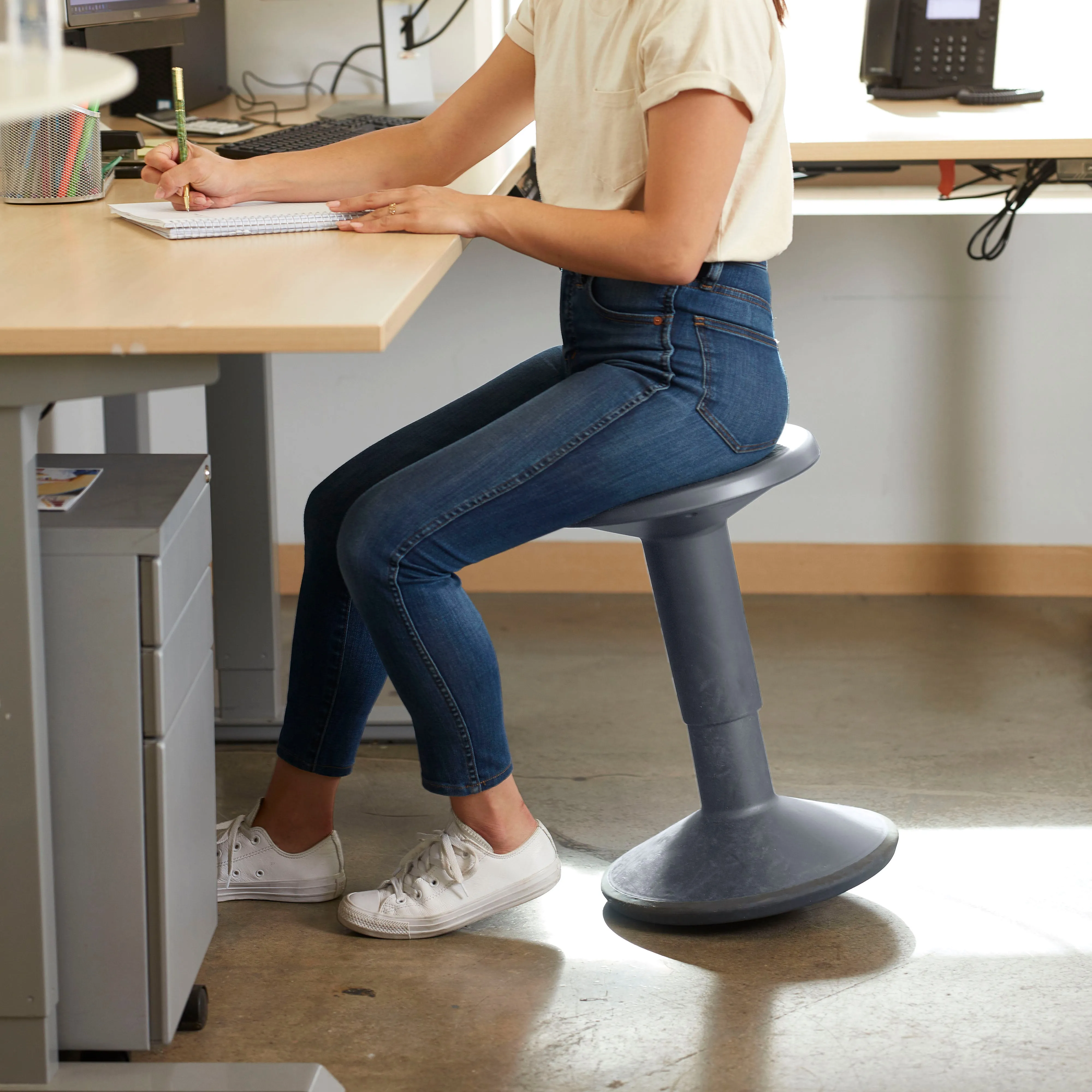 SitWell Adjustable Height Wobble Stool, Active Flexible Seating Chair