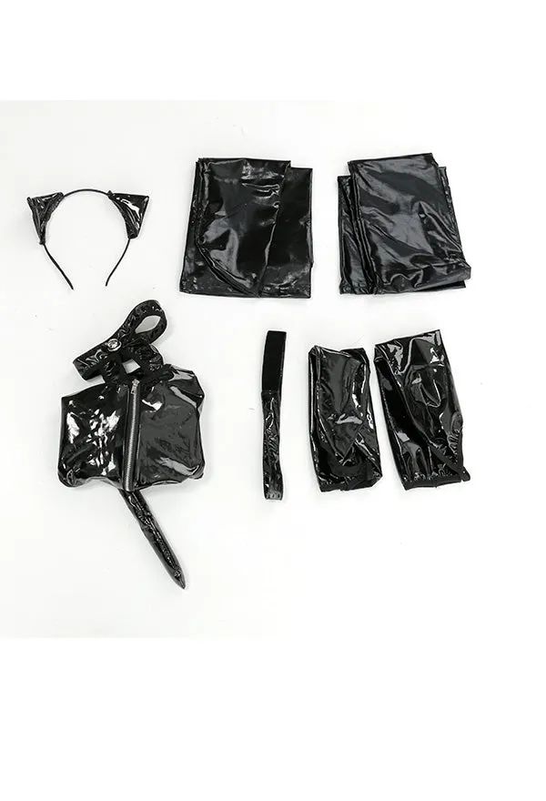 Soul Snatch | "Deep Cleavage and Curiosity" Patent Leather Cat Bodysuit