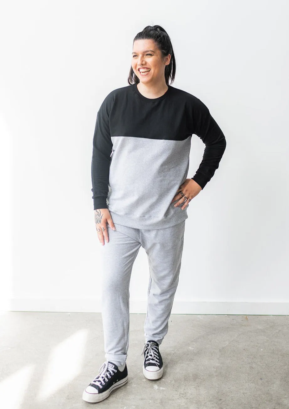 The Colorblock Sweatshirt in Black & Athletic Grey